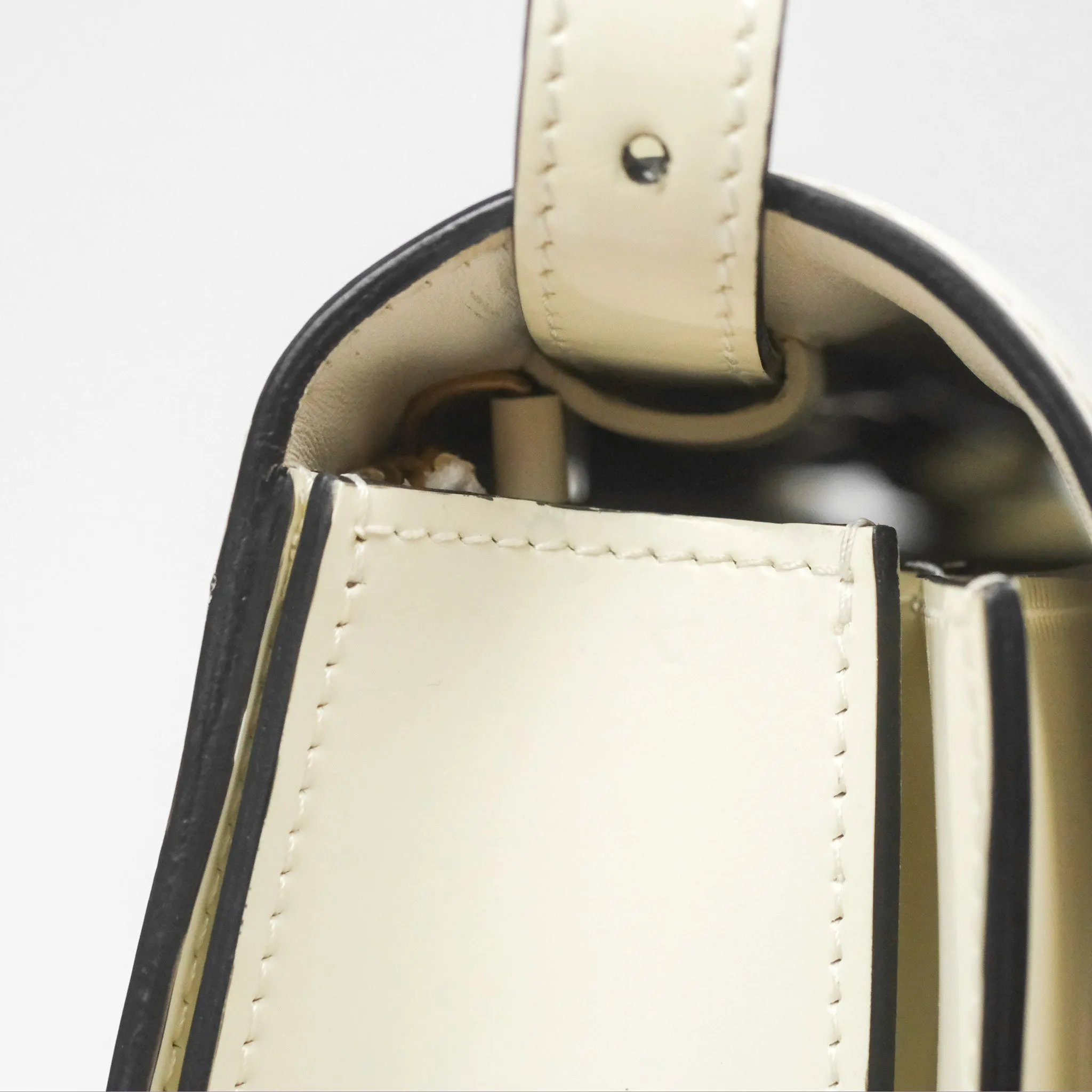 Celine Medium Classic Box Flap White Patent Gold Hardware
