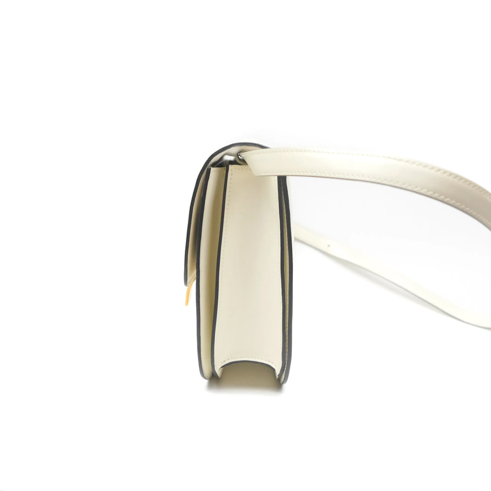 Celine Medium Classic Box Flap White Patent Gold Hardware