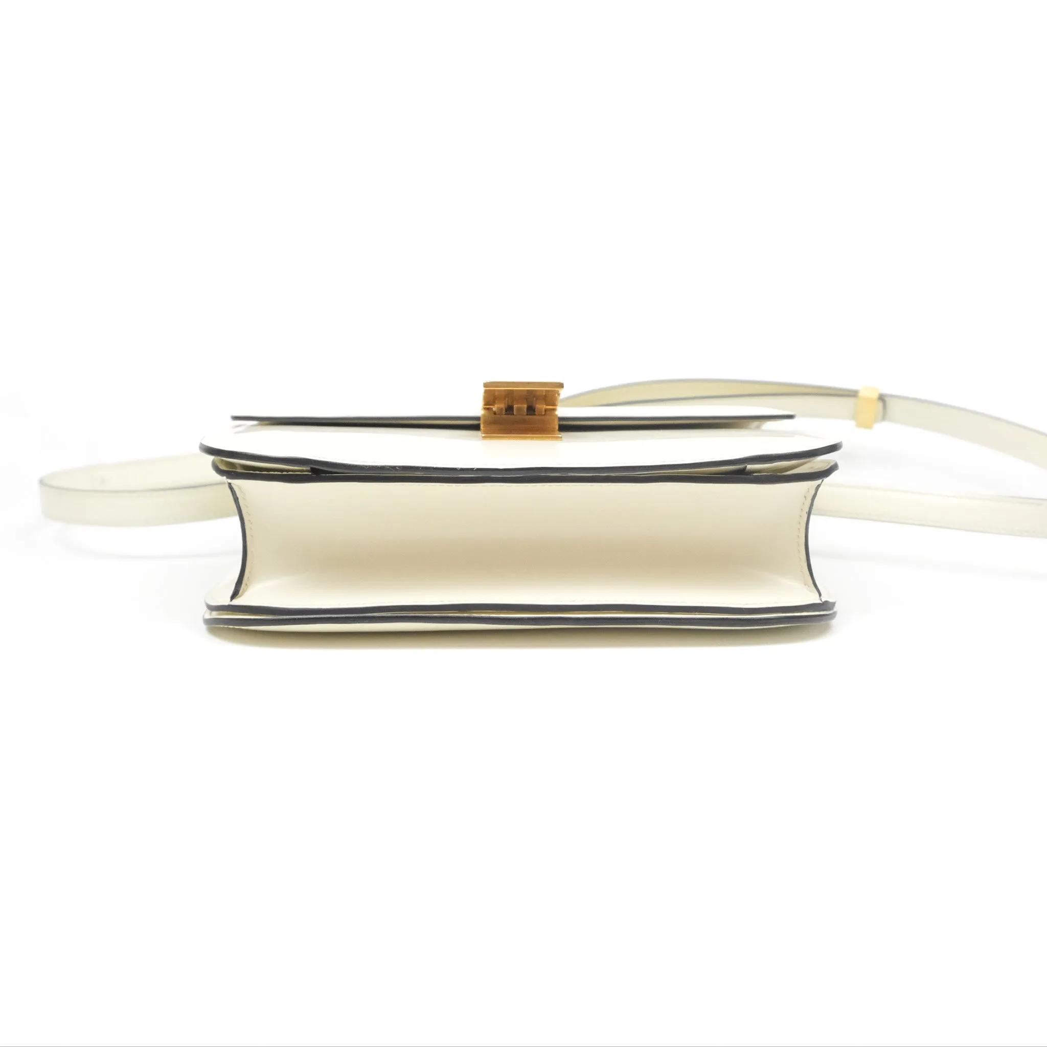 Celine Medium Classic Box Flap White Patent Gold Hardware