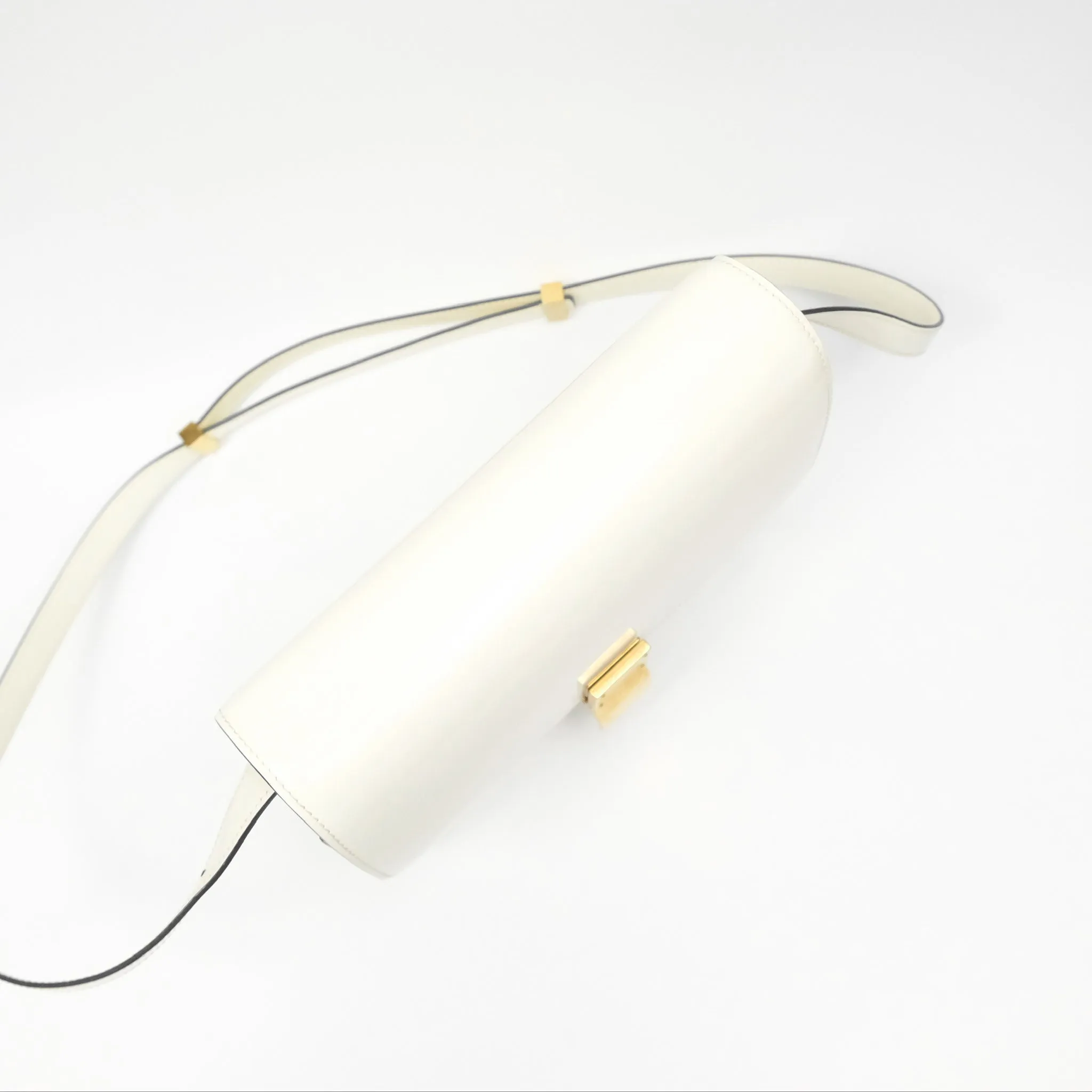 Celine Medium Classic Box Flap White Patent Gold Hardware