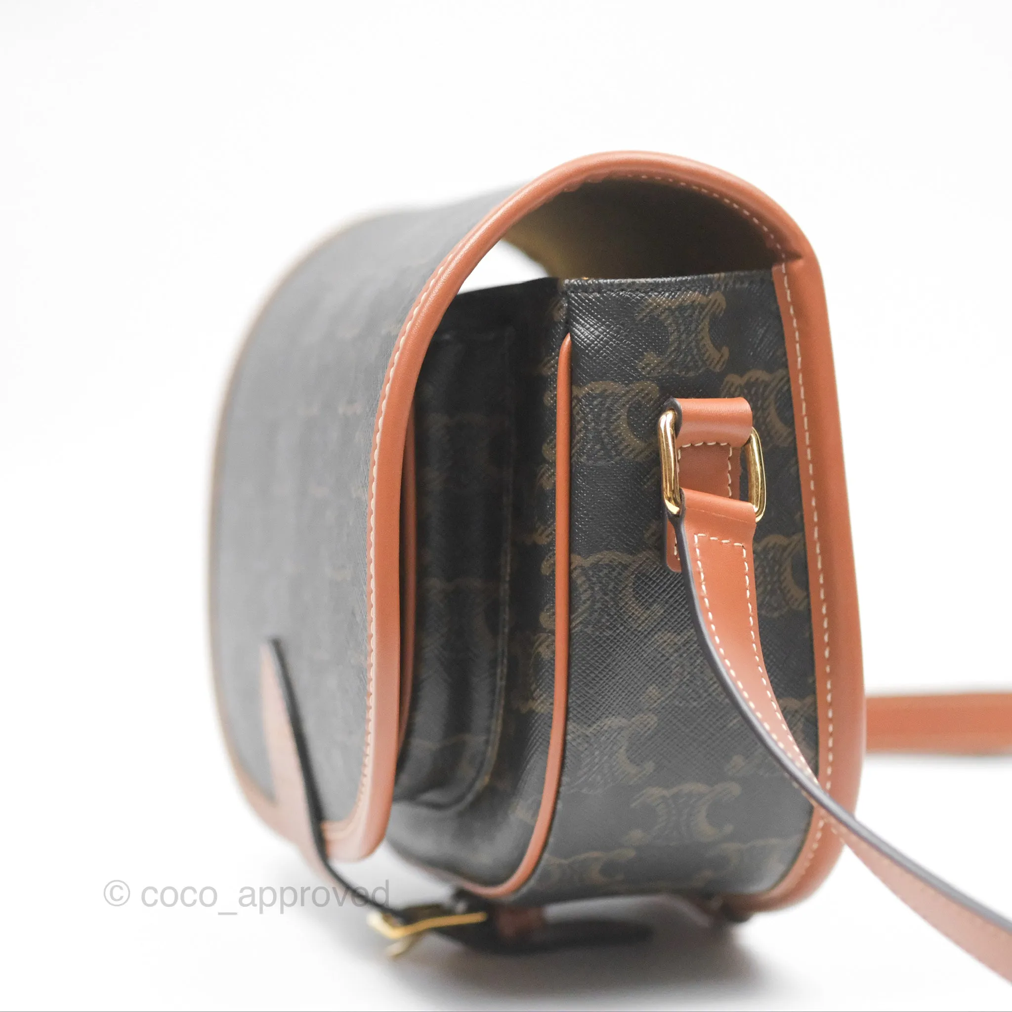 Celine Medium Folco Bag Triomphe Canvas Tan