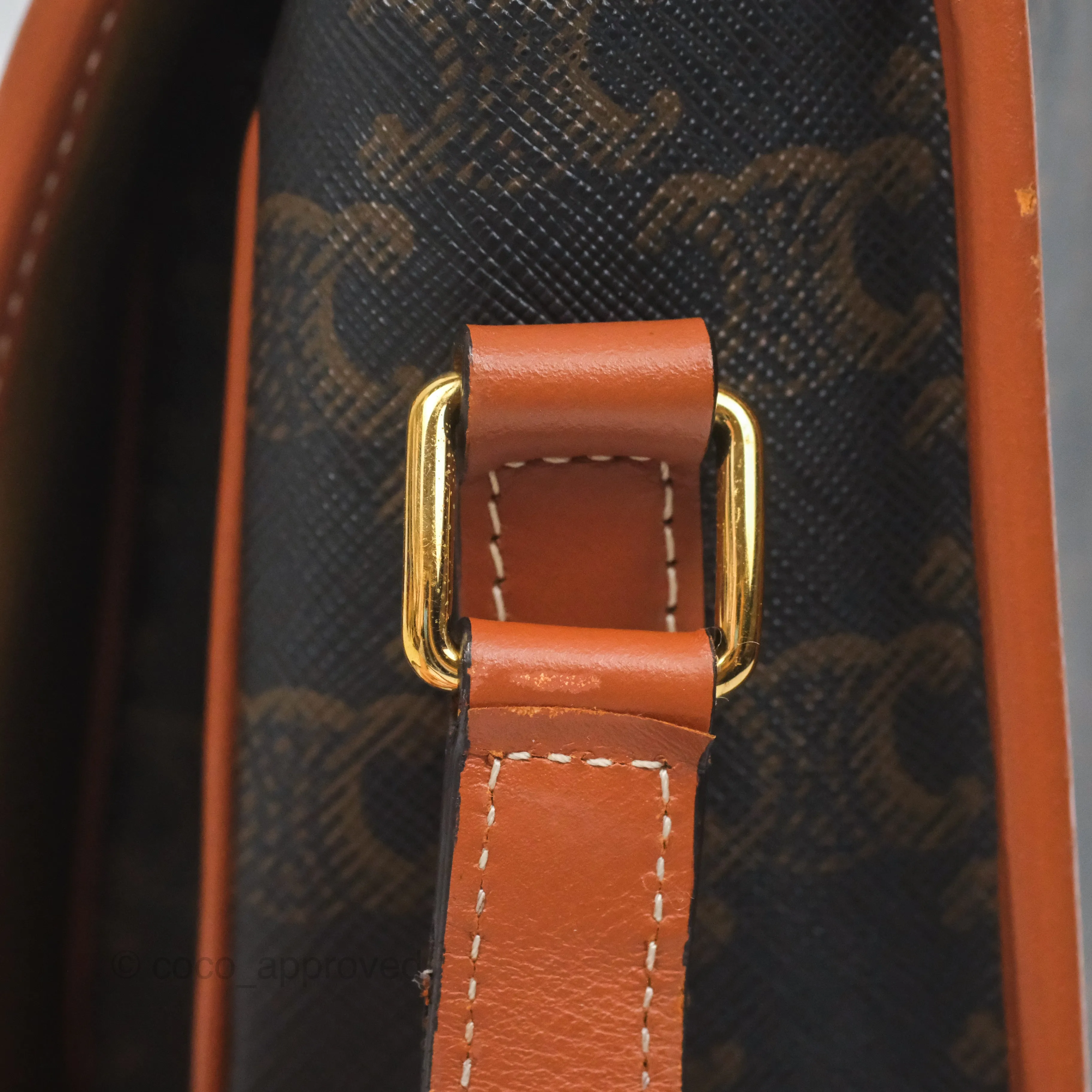 Celine Medium Folco Bag Triomphe Canvas Tan