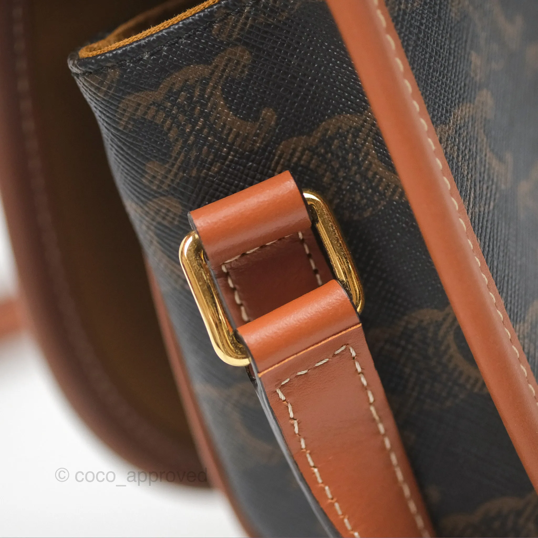 Celine Medium Folco Bag Triomphe Canvas Tan