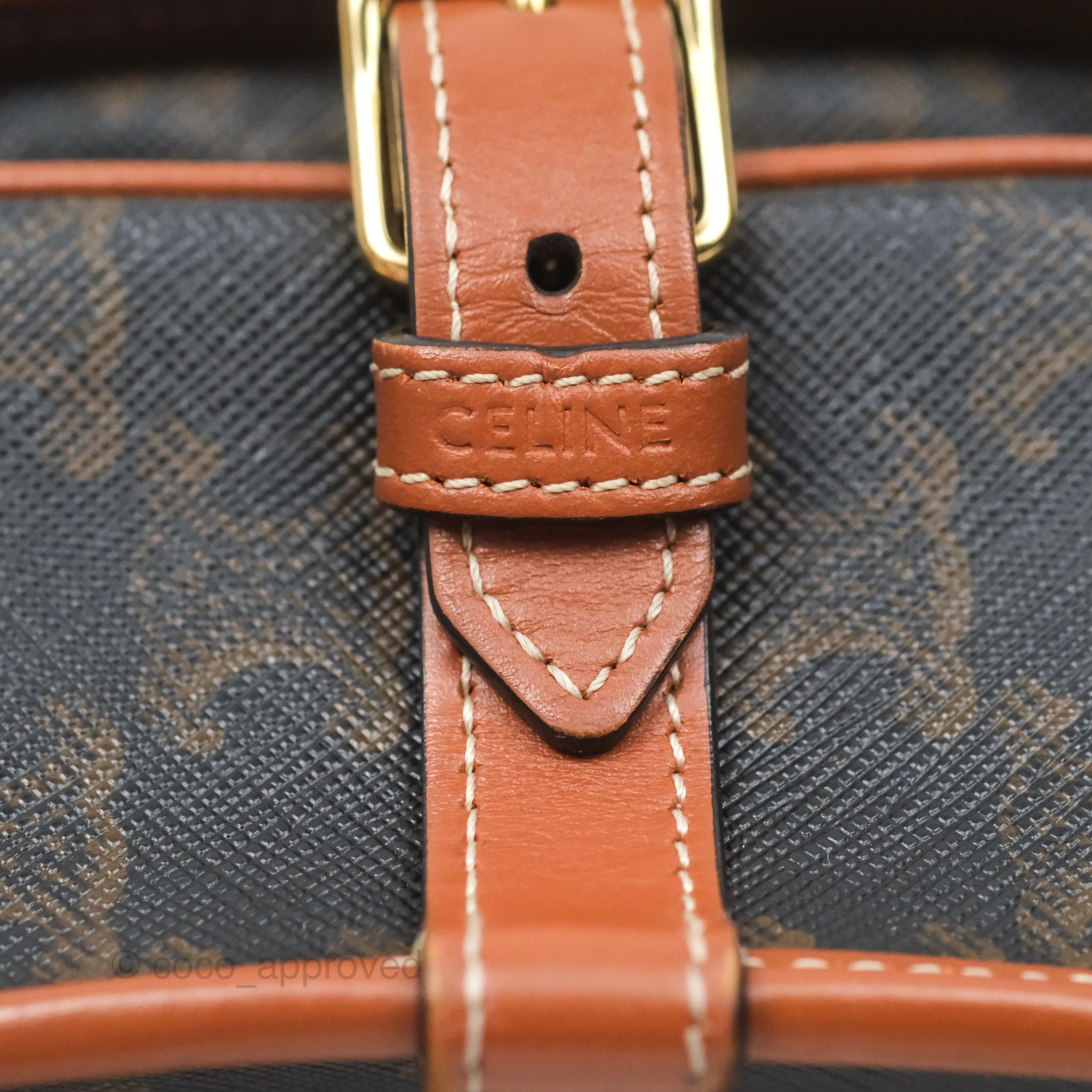 Celine Medium Folco Bag Triomphe Canvas Tan