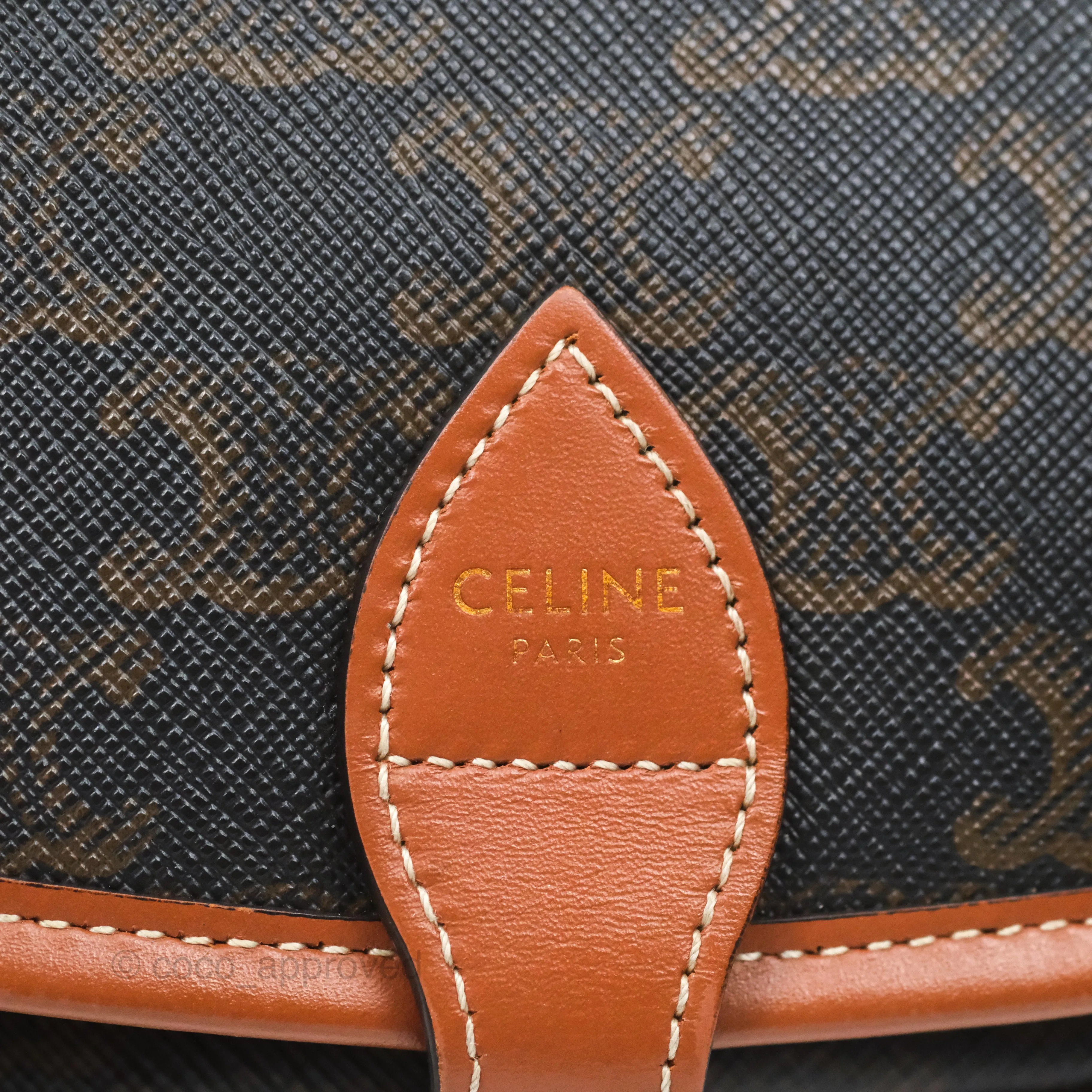 Celine Medium Folco Bag Triomphe Canvas Tan