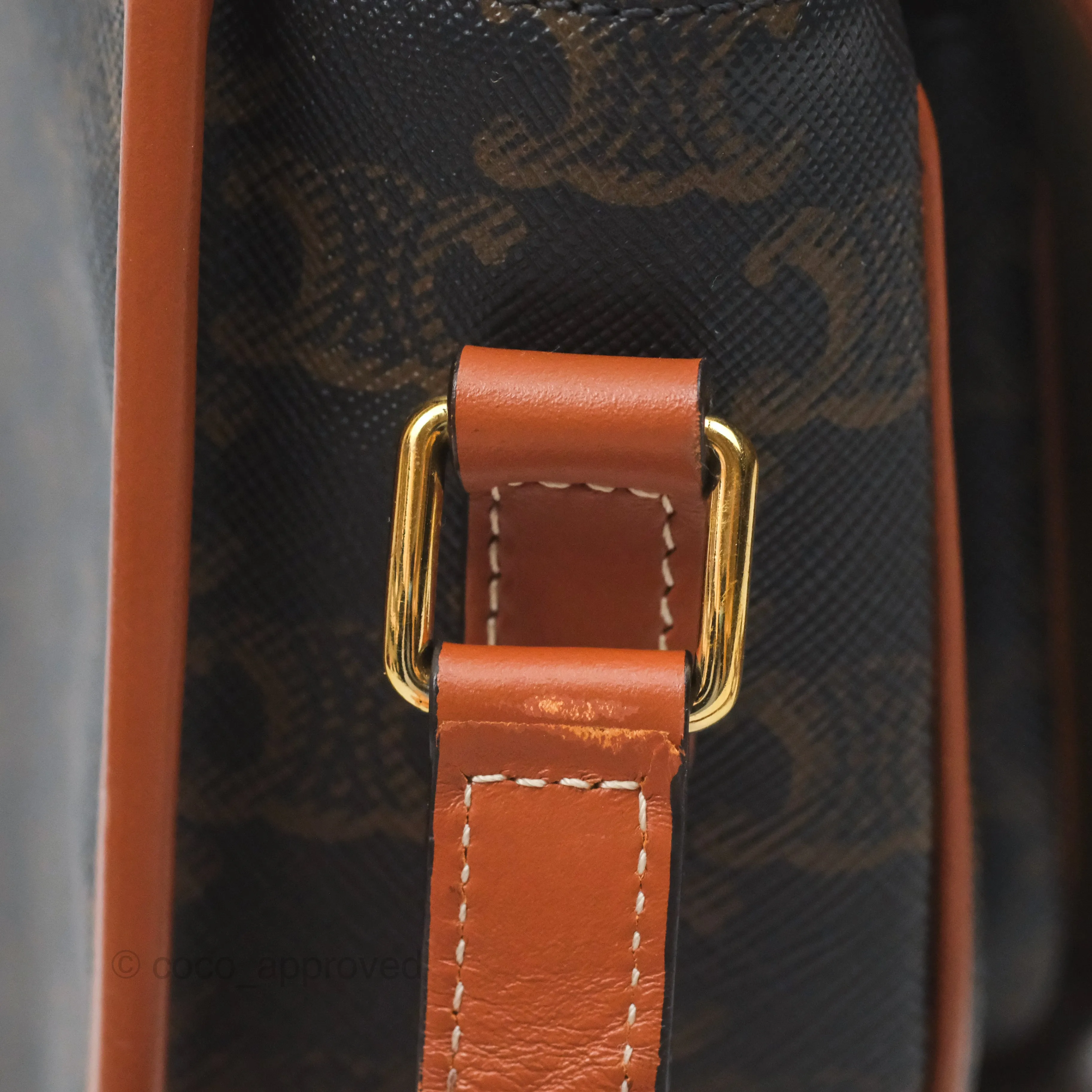 Celine Medium Folco Bag Triomphe Canvas Tan