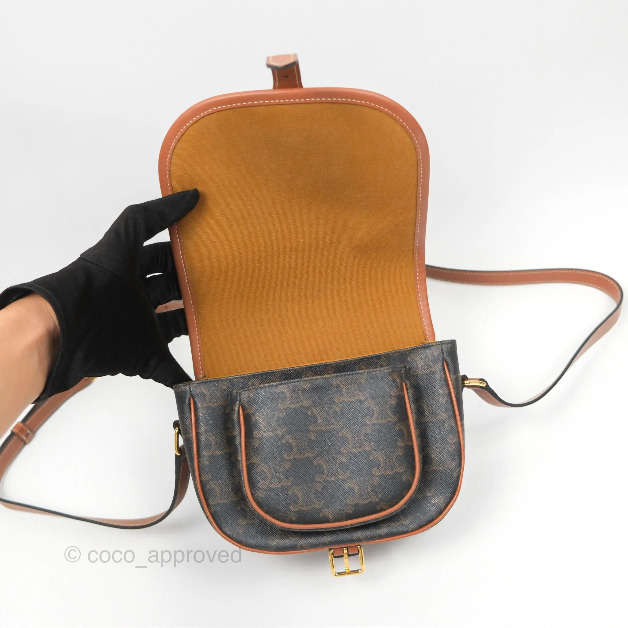 Celine Medium Folco Bag Triomphe Canvas Tan