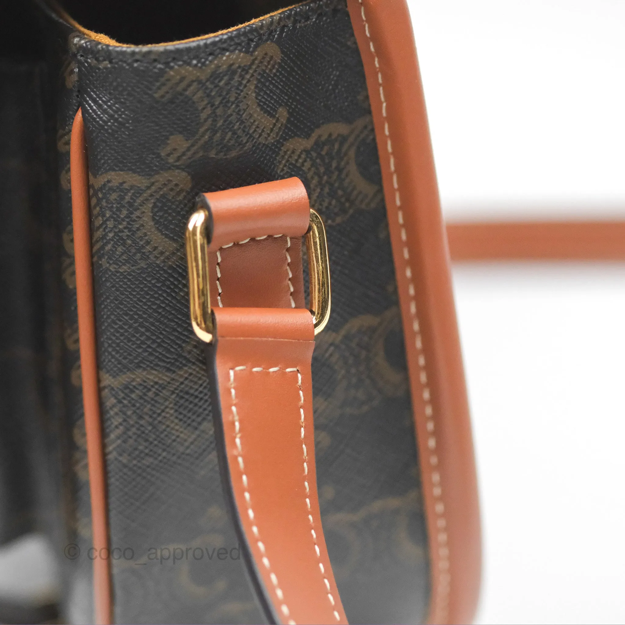 Celine Medium Folco Bag Triomphe Canvas Tan