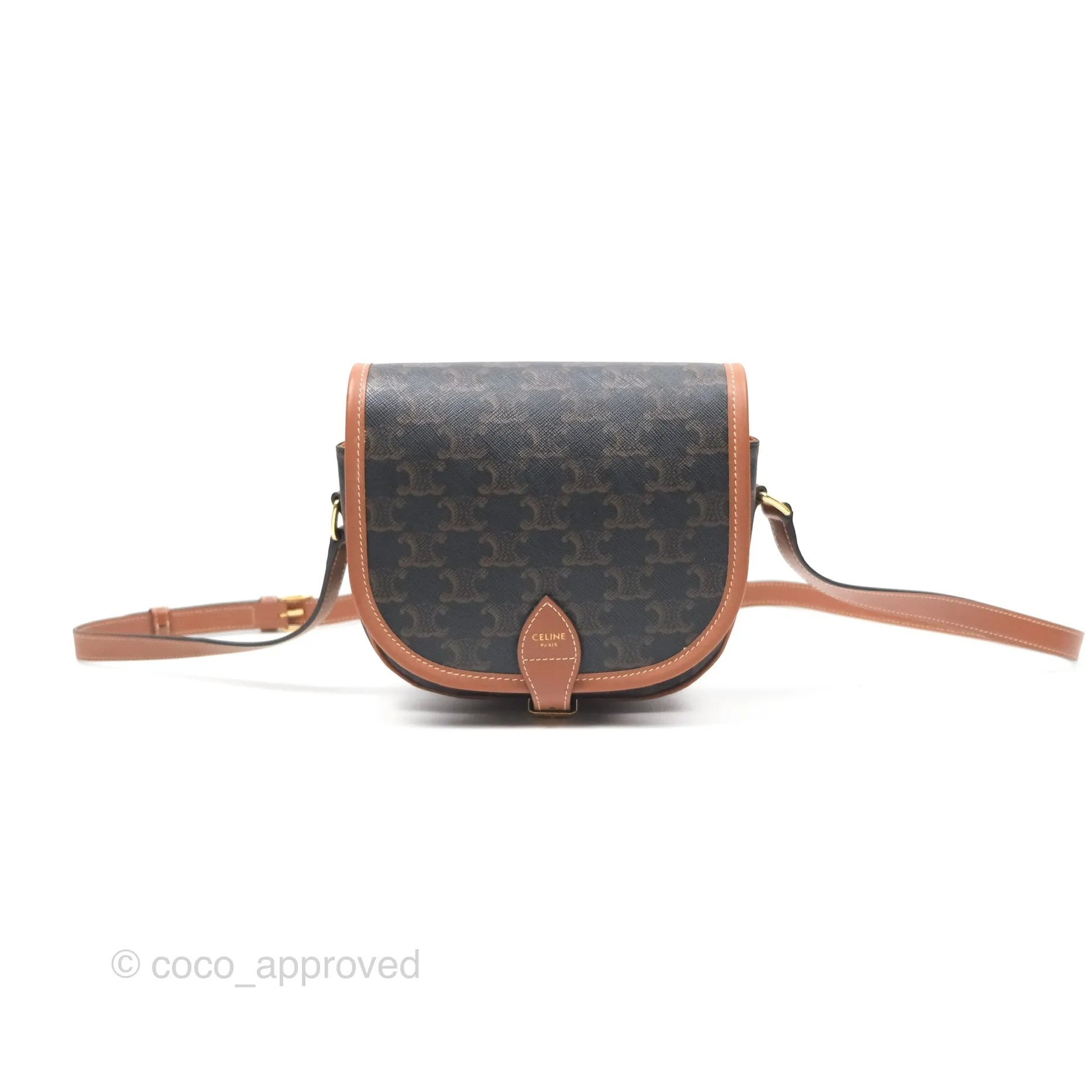 Celine Medium Folco Bag Triomphe Canvas Tan