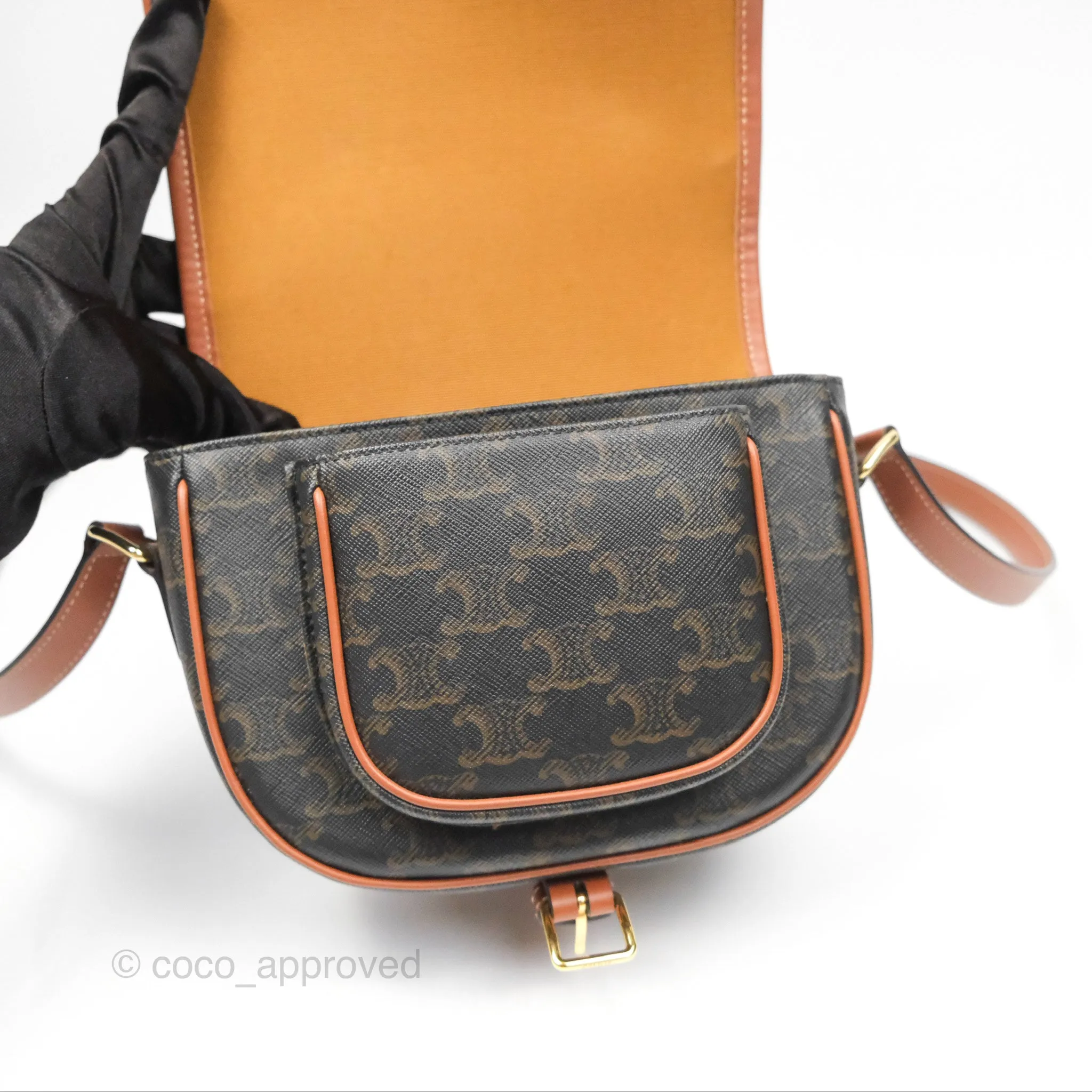 Celine Medium Folco Bag Triomphe Canvas Tan