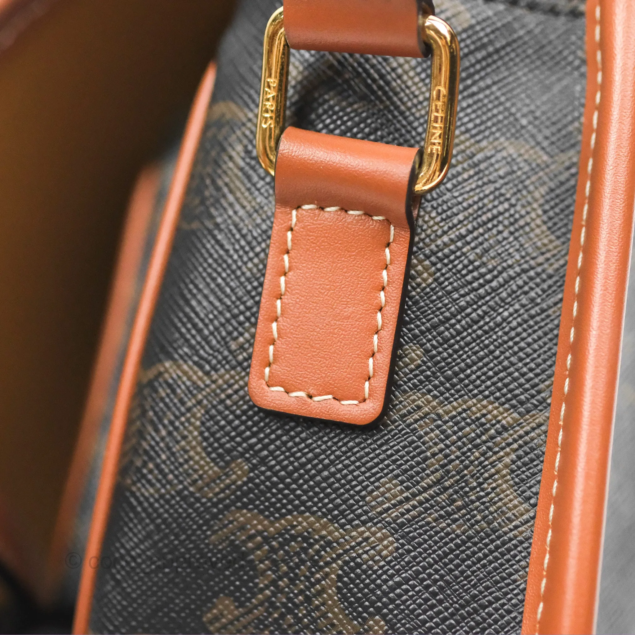 Celine Medium Folco Bag Triomphe Canvas Tan