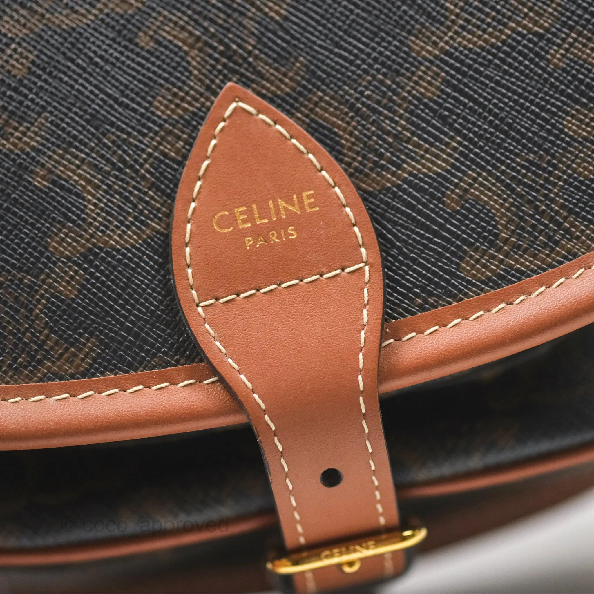 Celine Medium Folco Bag Triomphe Canvas Tan