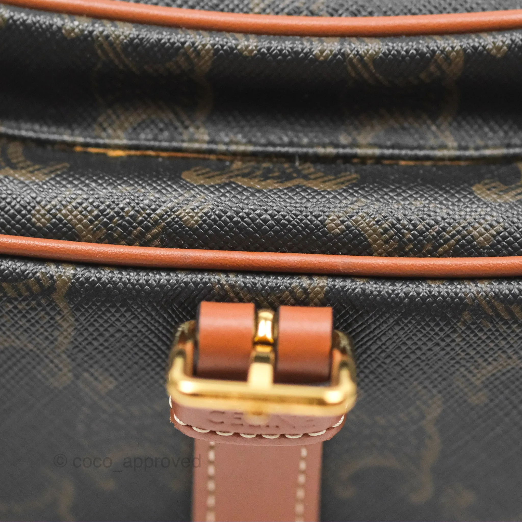 Celine Medium Folco Bag Triomphe Canvas Tan