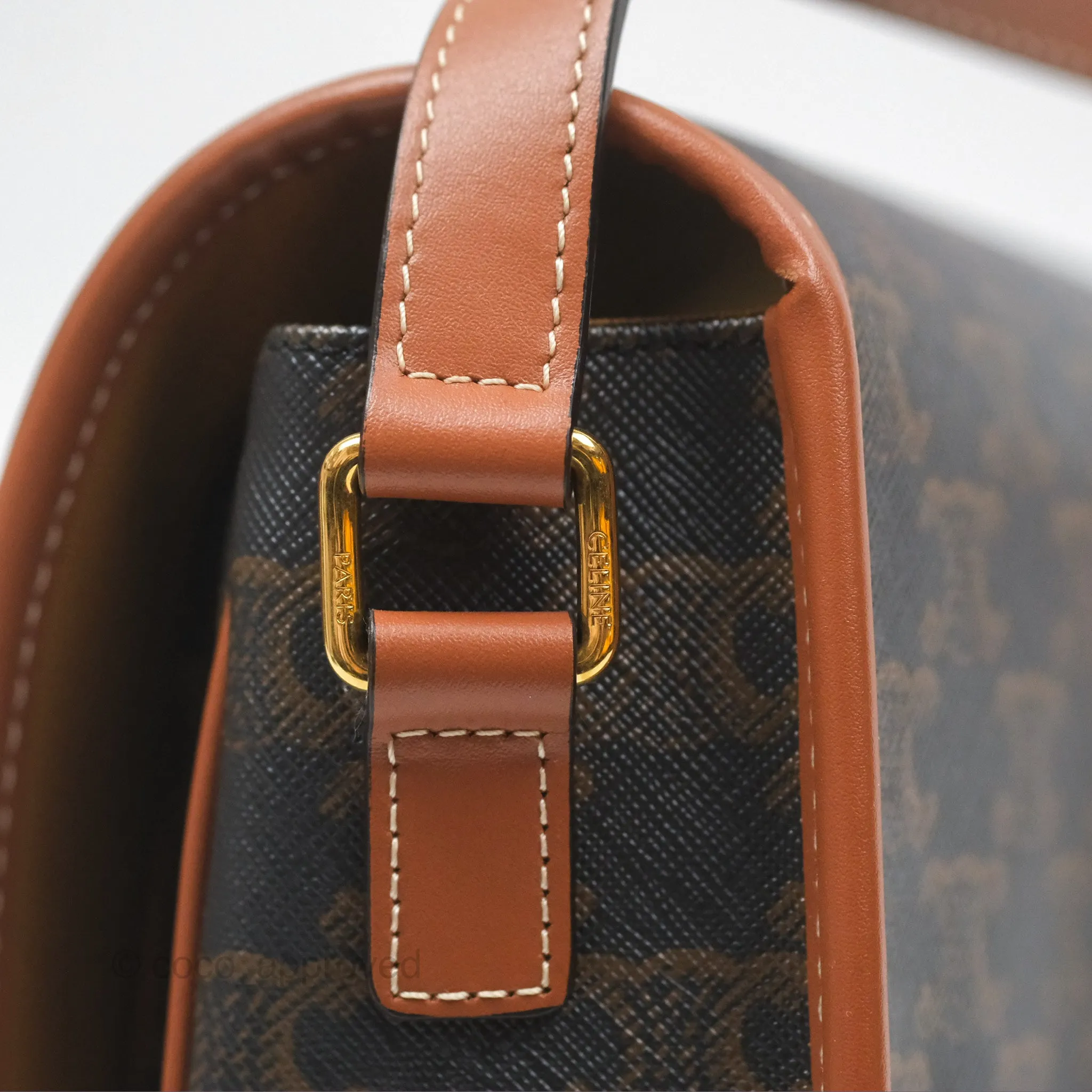 Celine Medium Folco Bag Triomphe Canvas Tan