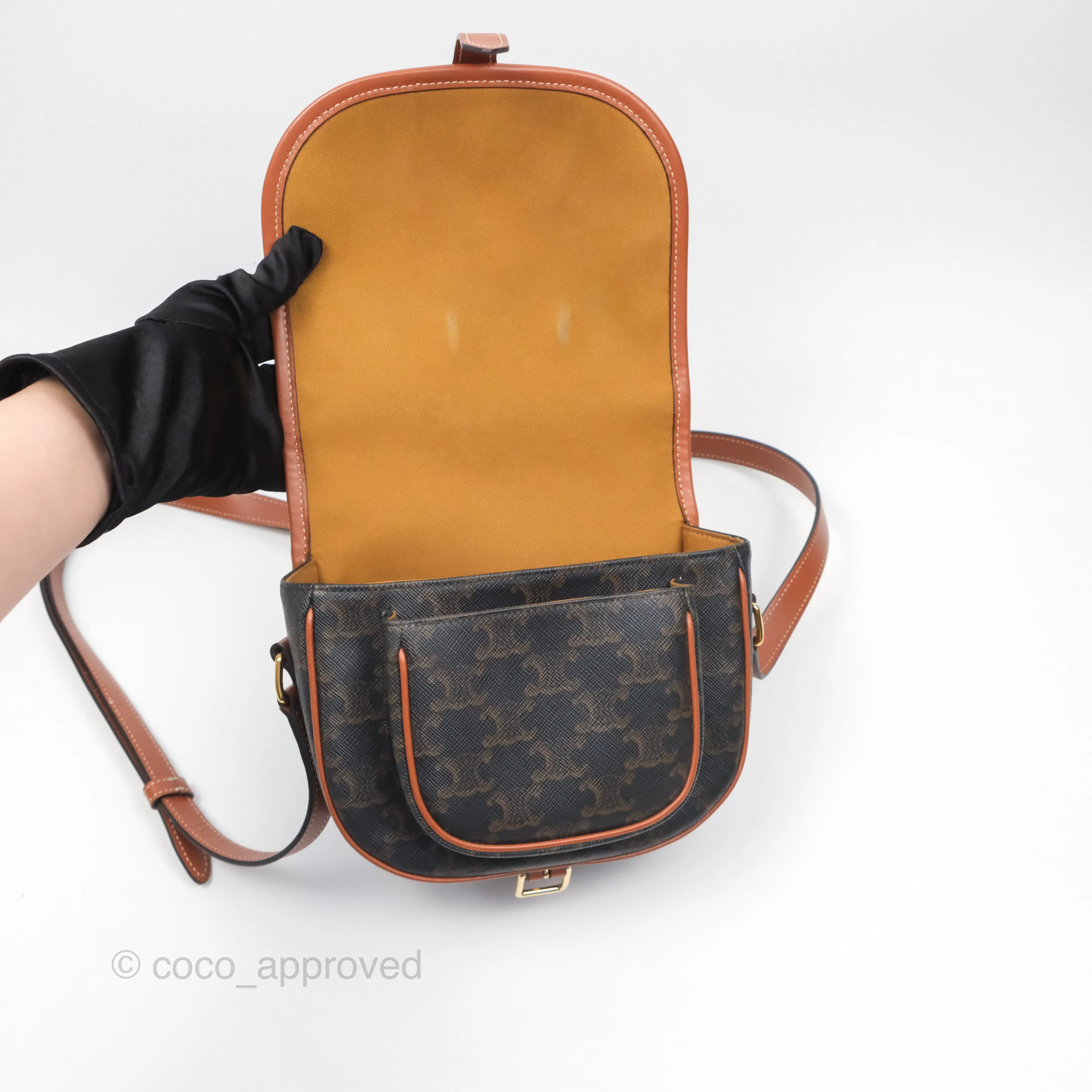 Celine Medium Folco Bag Triomphe Canvas Tan
