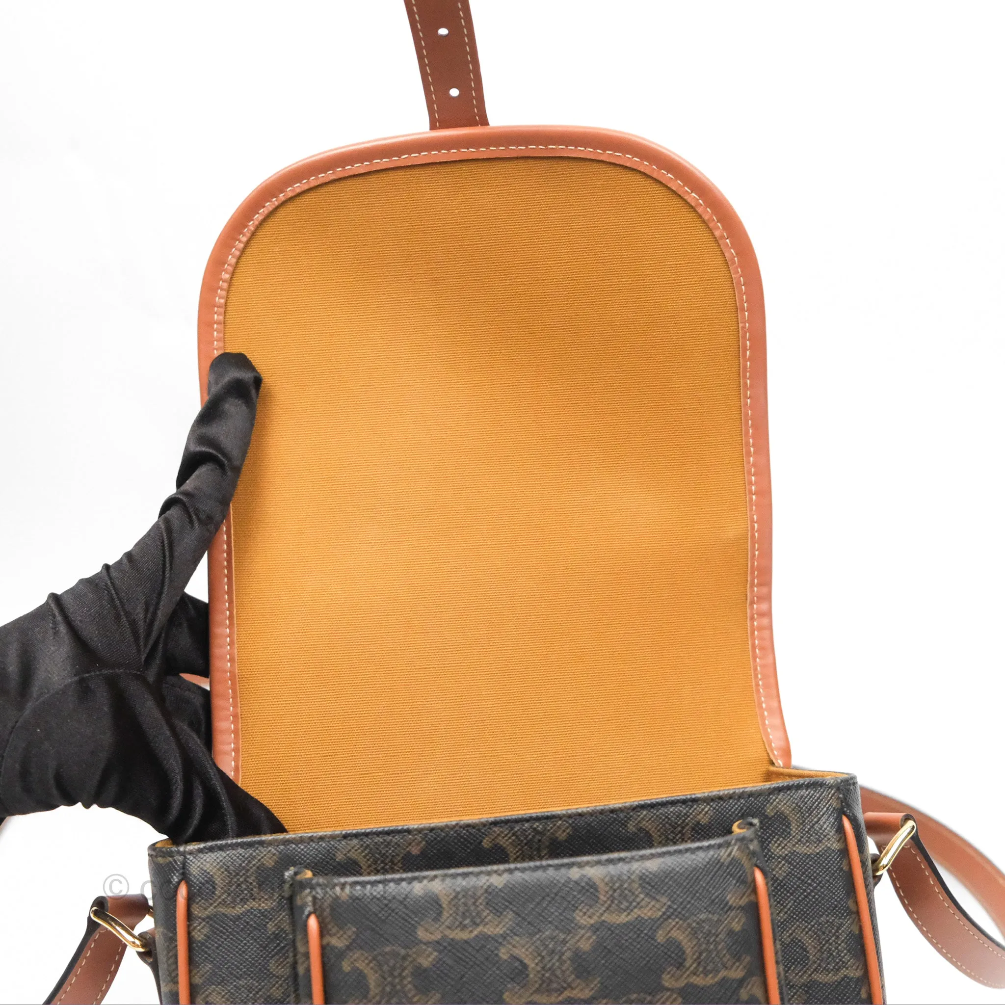 Celine Medium Folco Bag Triomphe Canvas Tan