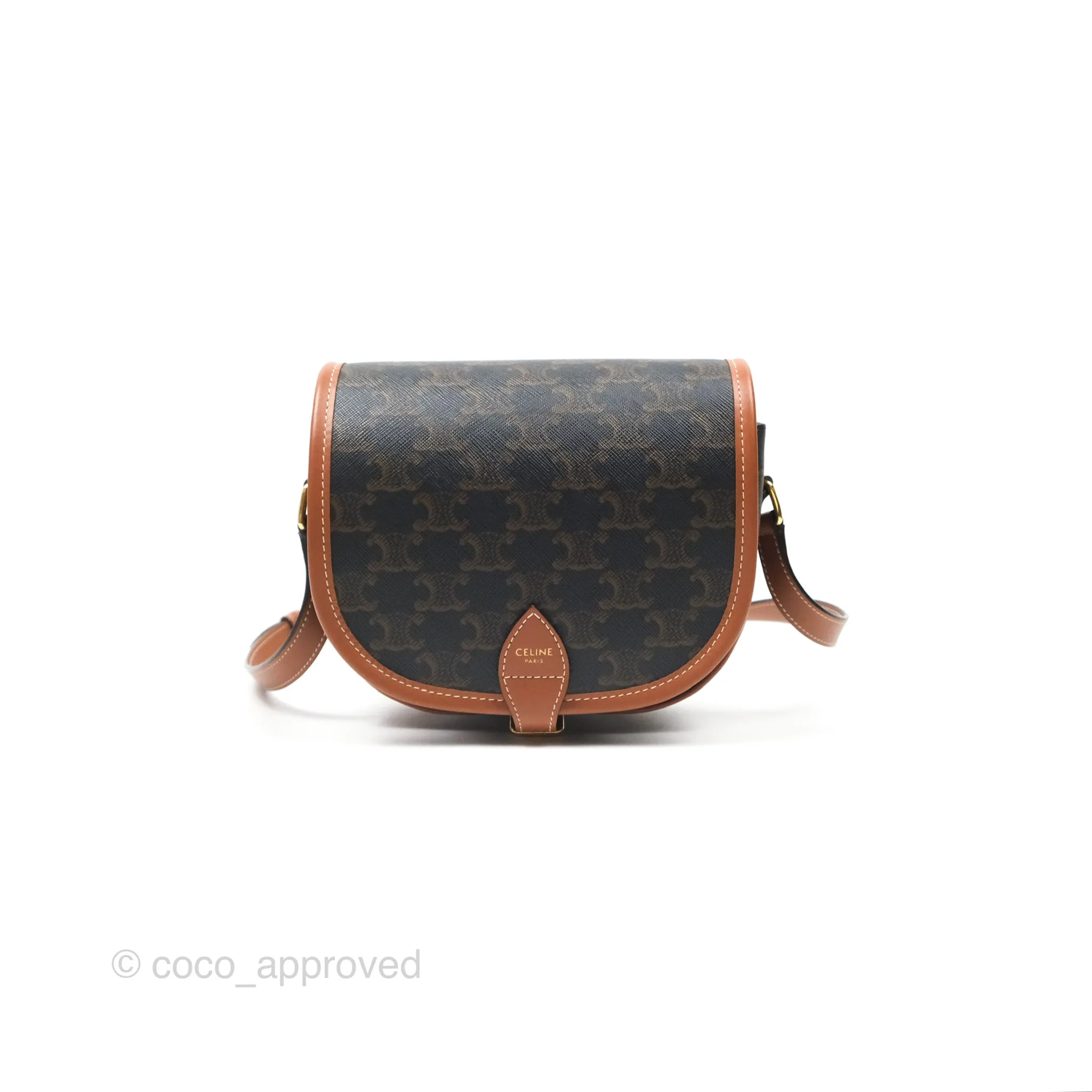 Celine Medium Folco Bag Triomphe Canvas Tan