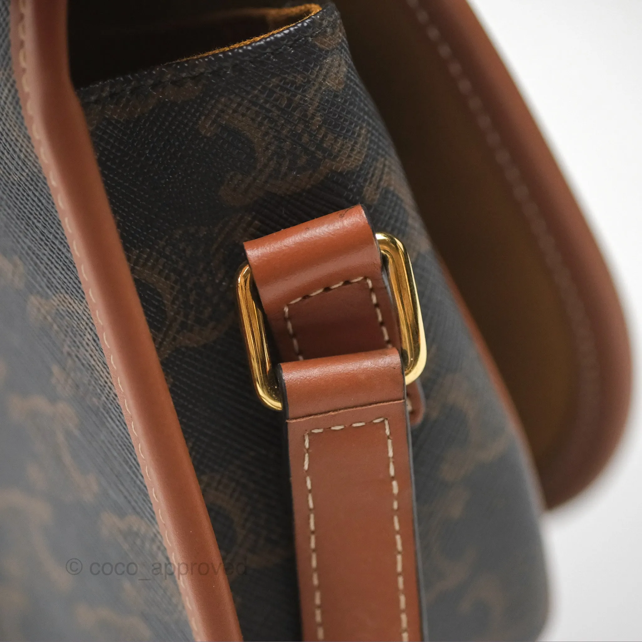 Celine Medium Folco Bag Triomphe Canvas Tan
