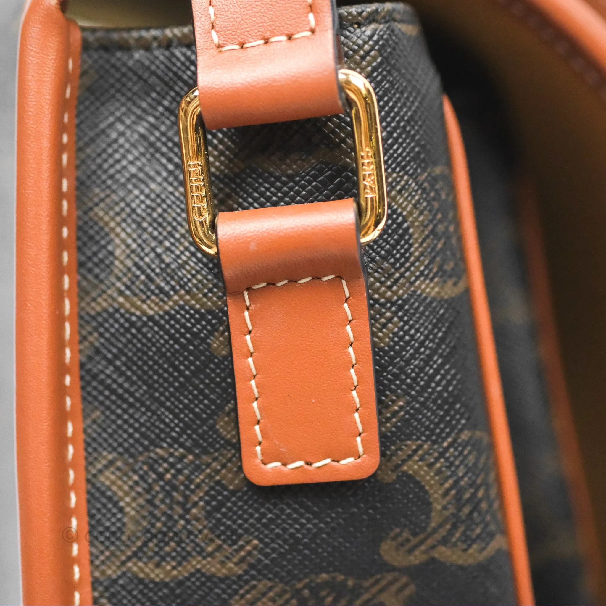 Celine Medium Folco Bag Triomphe Canvas Tan