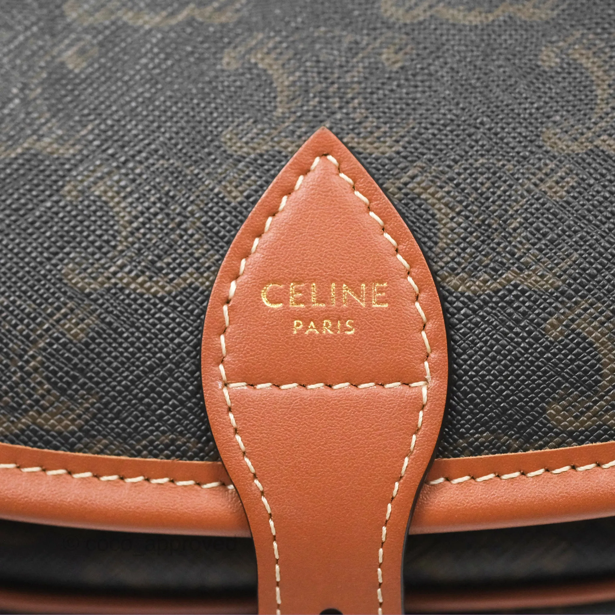 Celine Medium Folco Bag Triomphe Canvas Tan