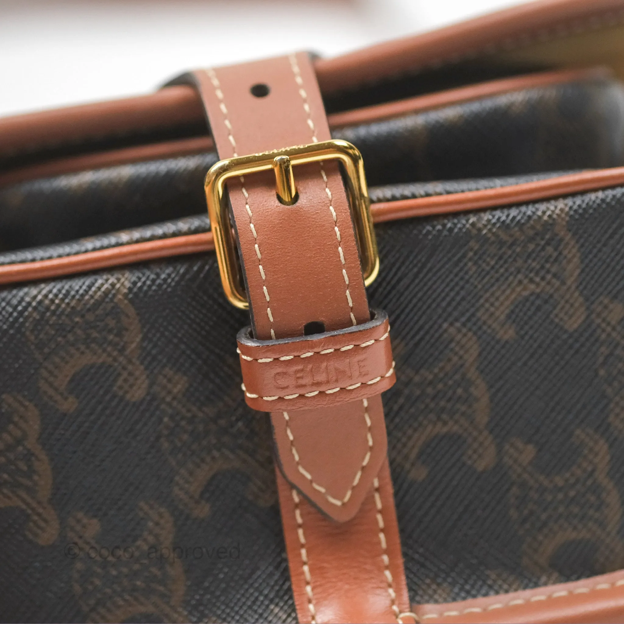 Celine Medium Folco Bag Triomphe Canvas Tan