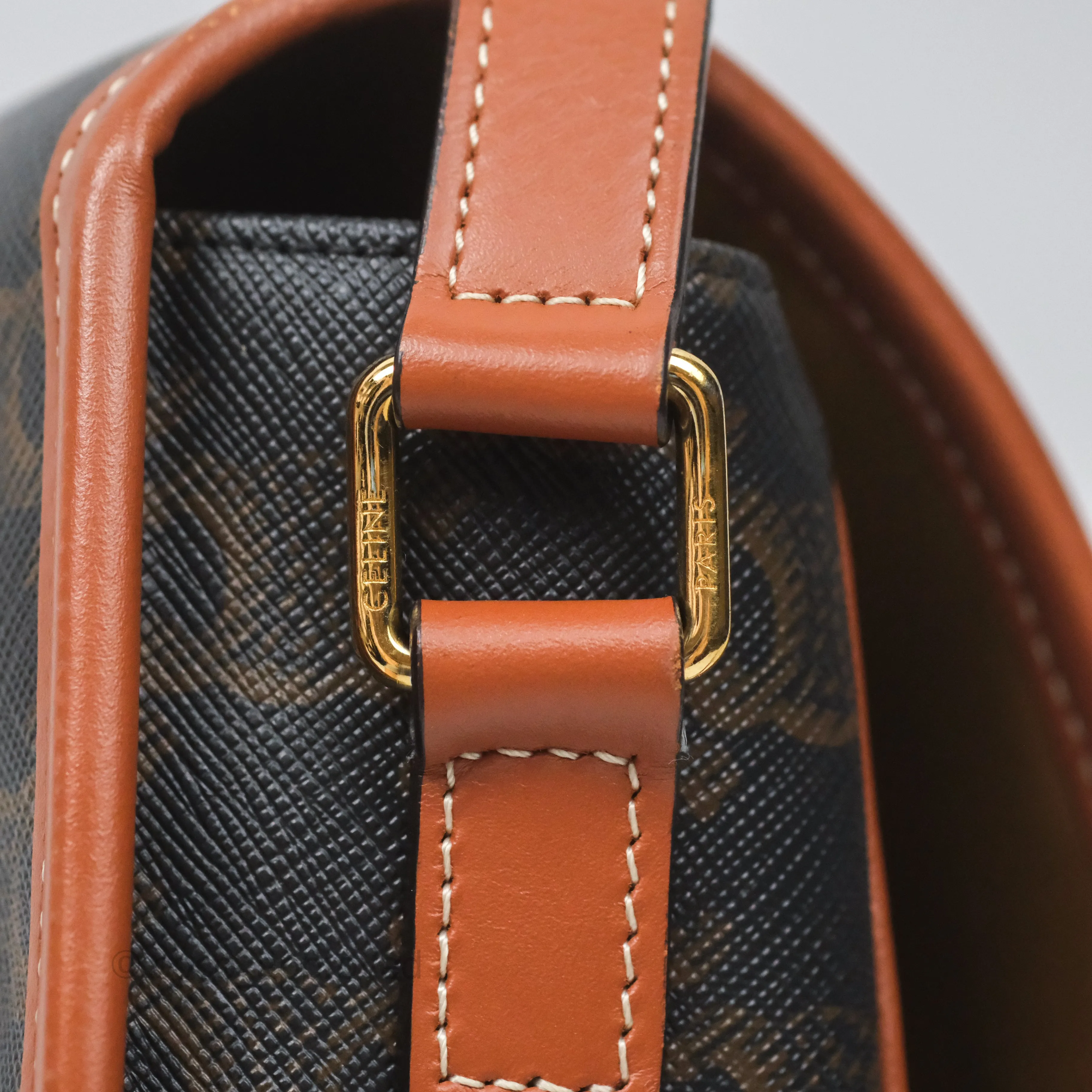 Celine Medium Folco Bag Triomphe Canvas Tan