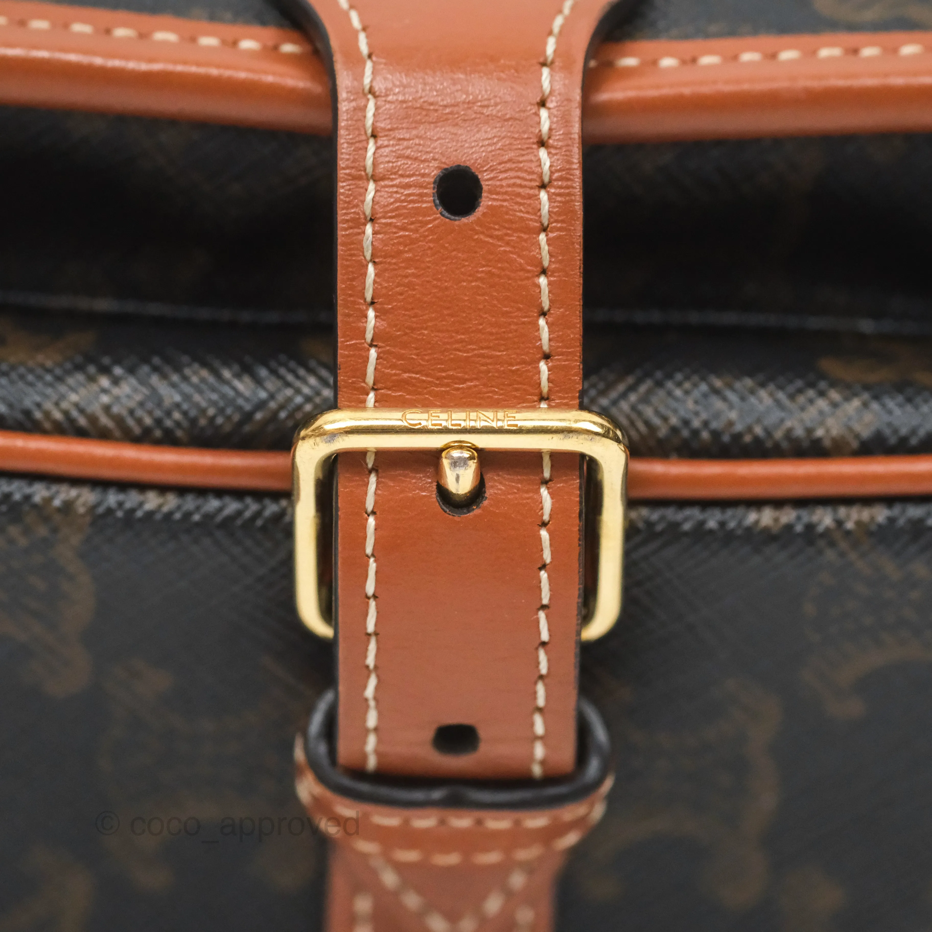 Celine Medium Folco Bag Triomphe Canvas Tan