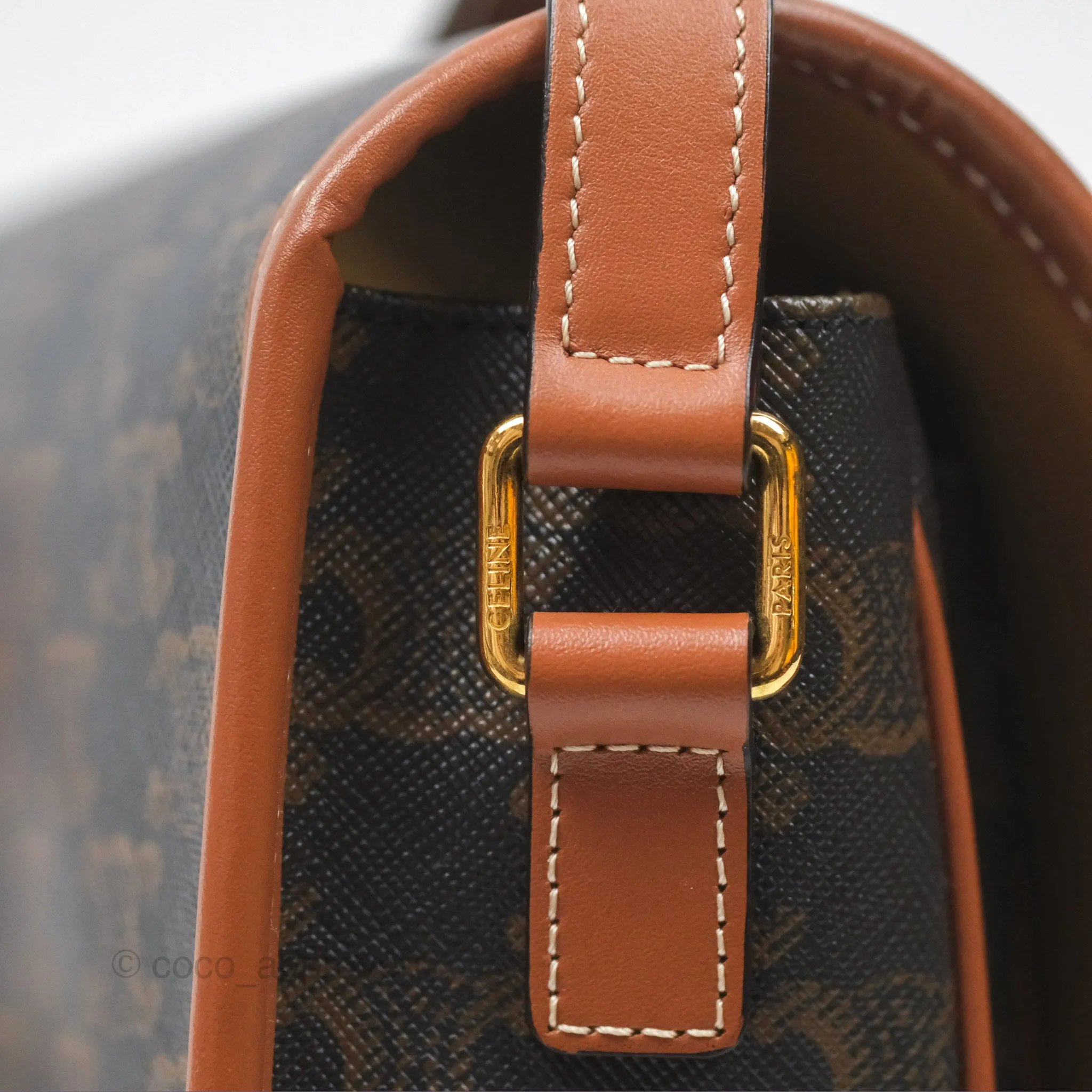 Celine Medium Folco Bag Triomphe Canvas Tan