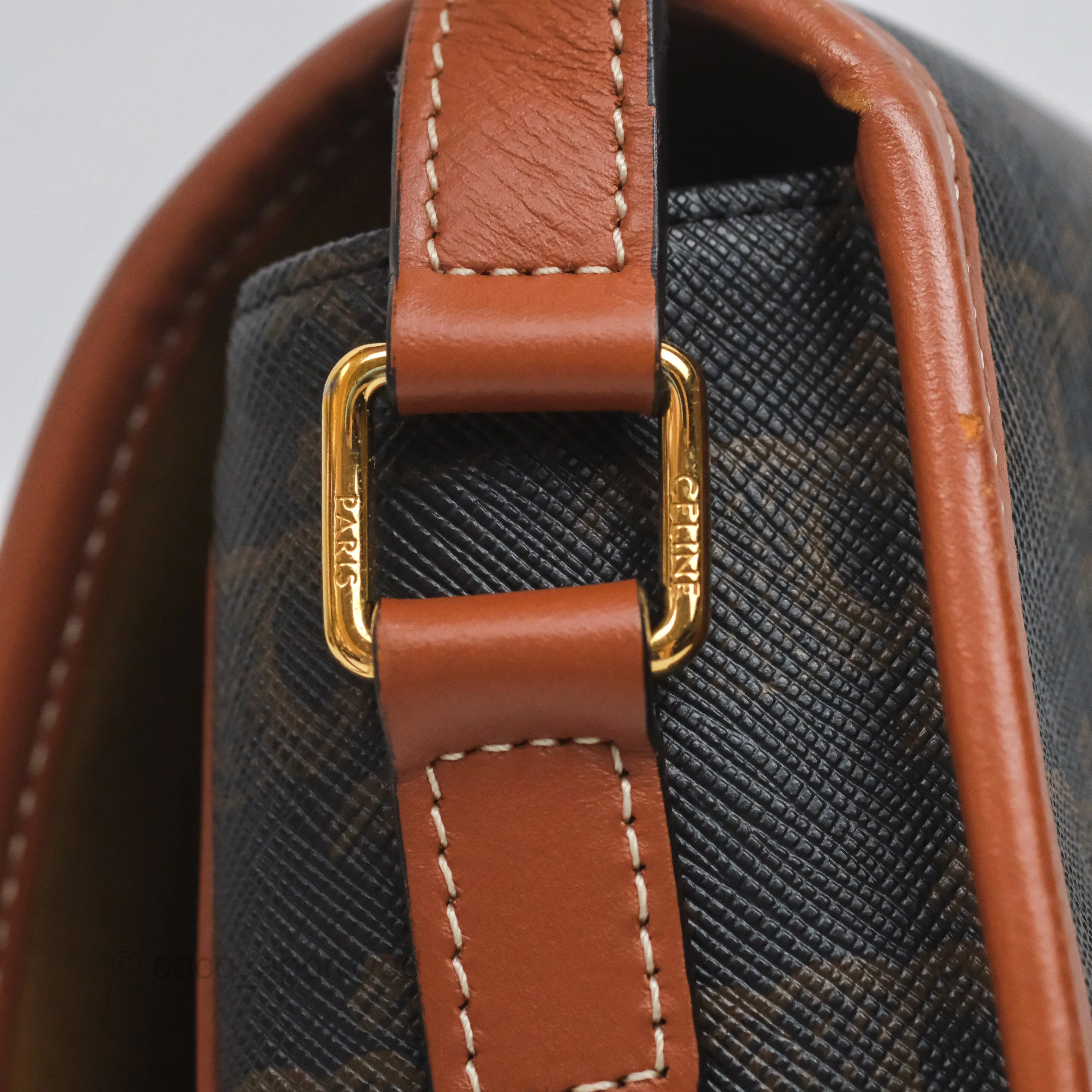 Celine Medium Folco Bag Triomphe Canvas Tan