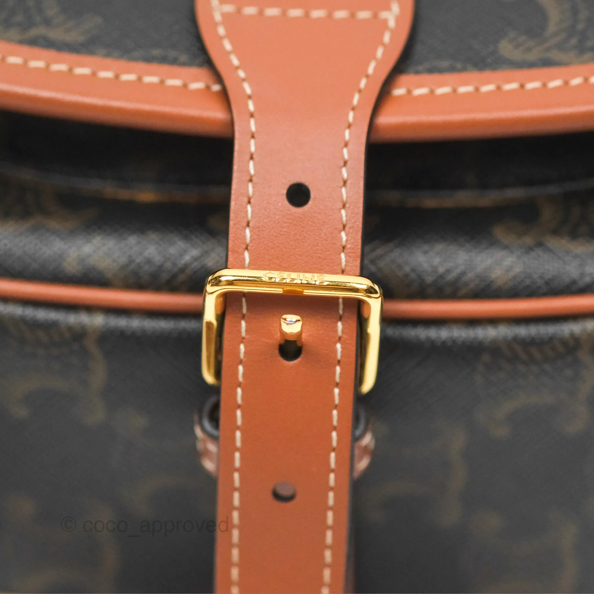 Celine Medium Folco Bag Triomphe Canvas Tan