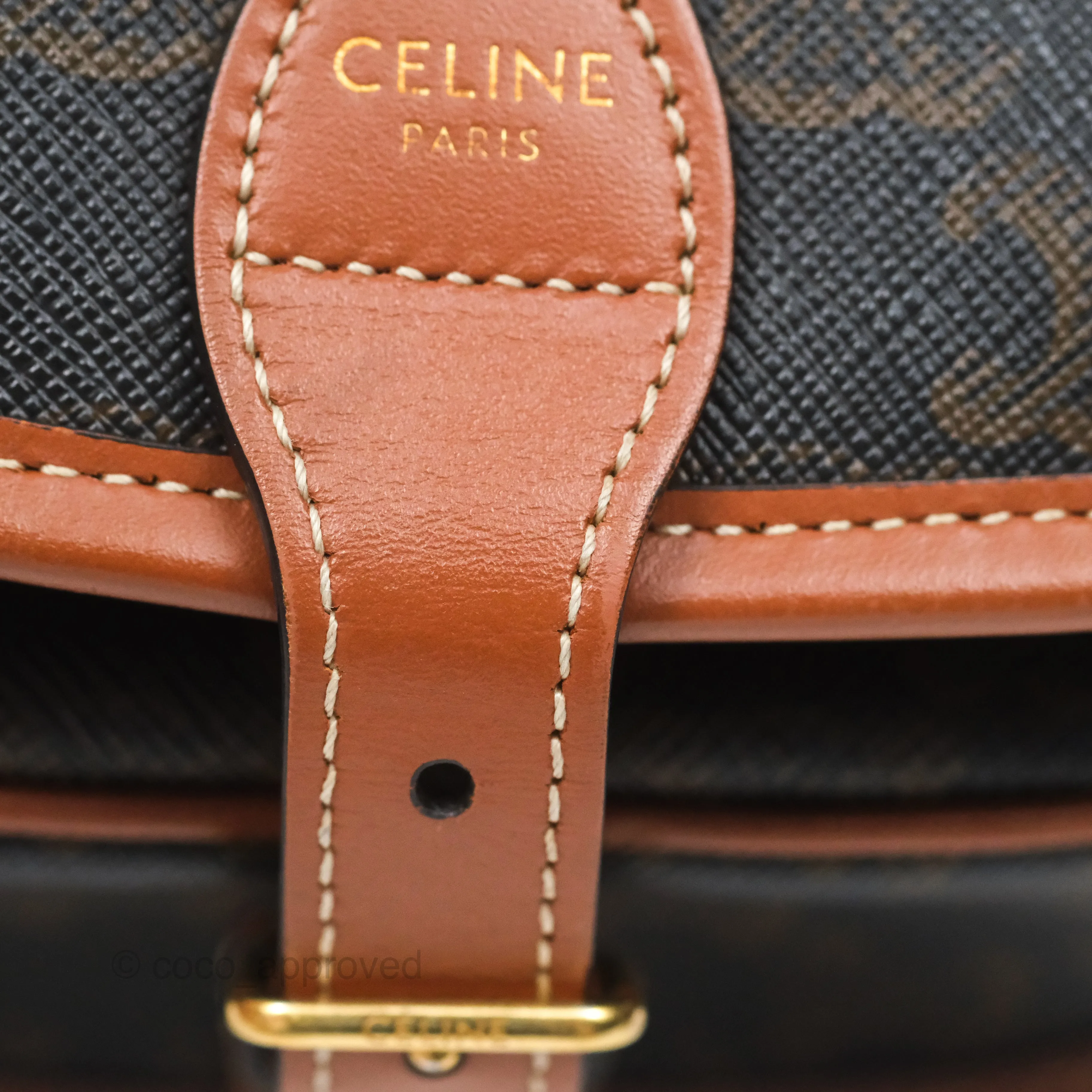 Celine Medium Folco Bag Triomphe Canvas Tan