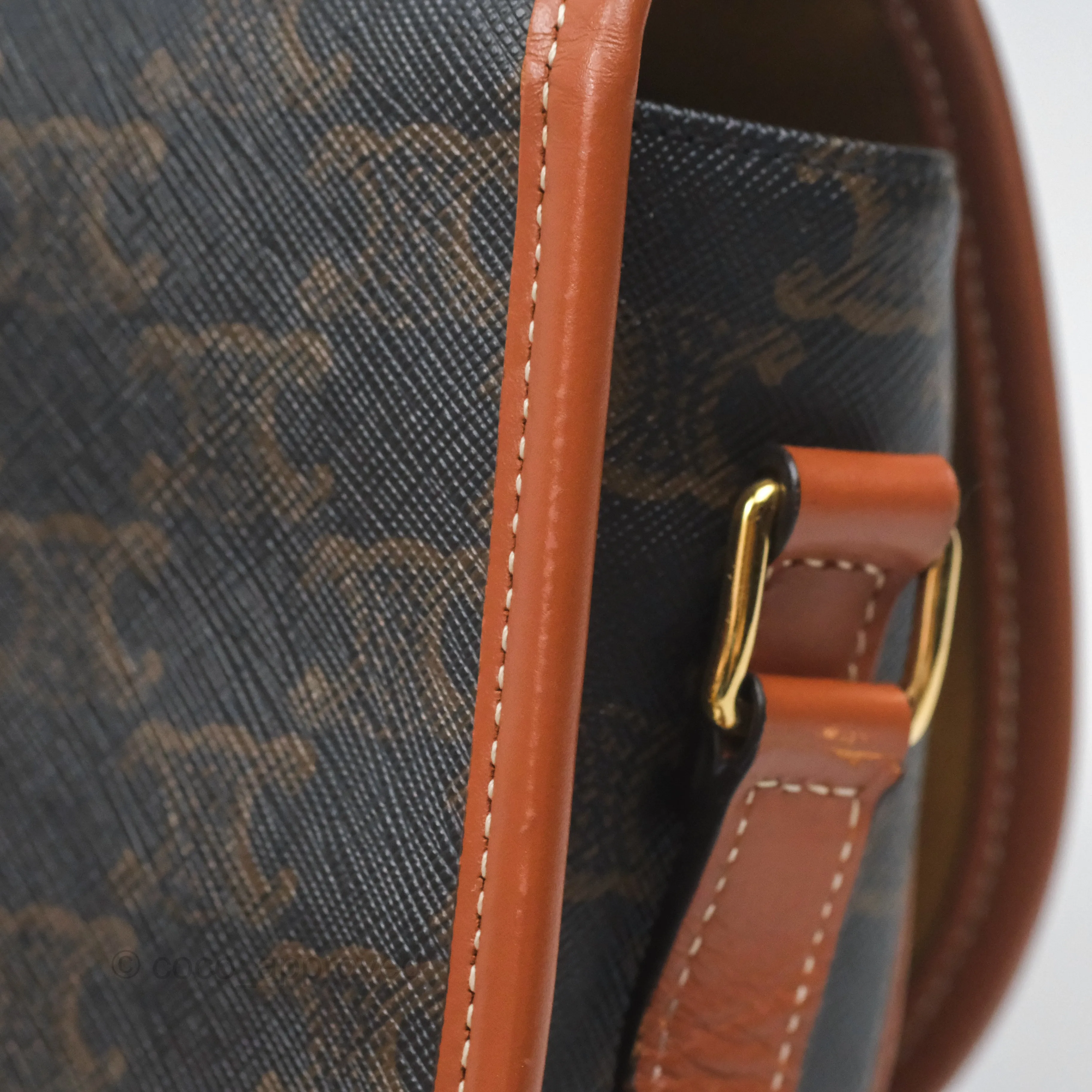 Celine Medium Folco Bag Triomphe Canvas Tan