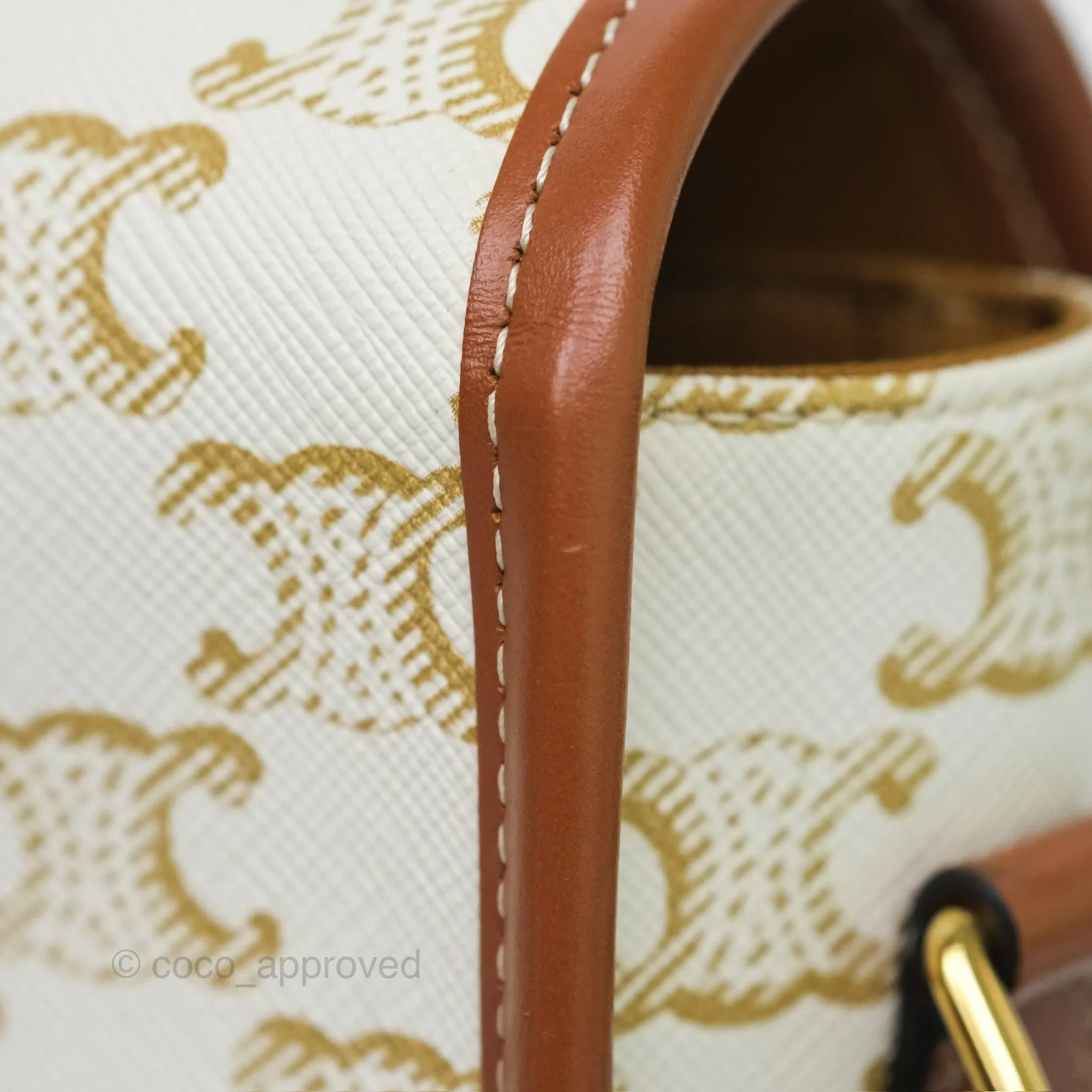 Celine Medium Folco Bag Triomphe Canvas White