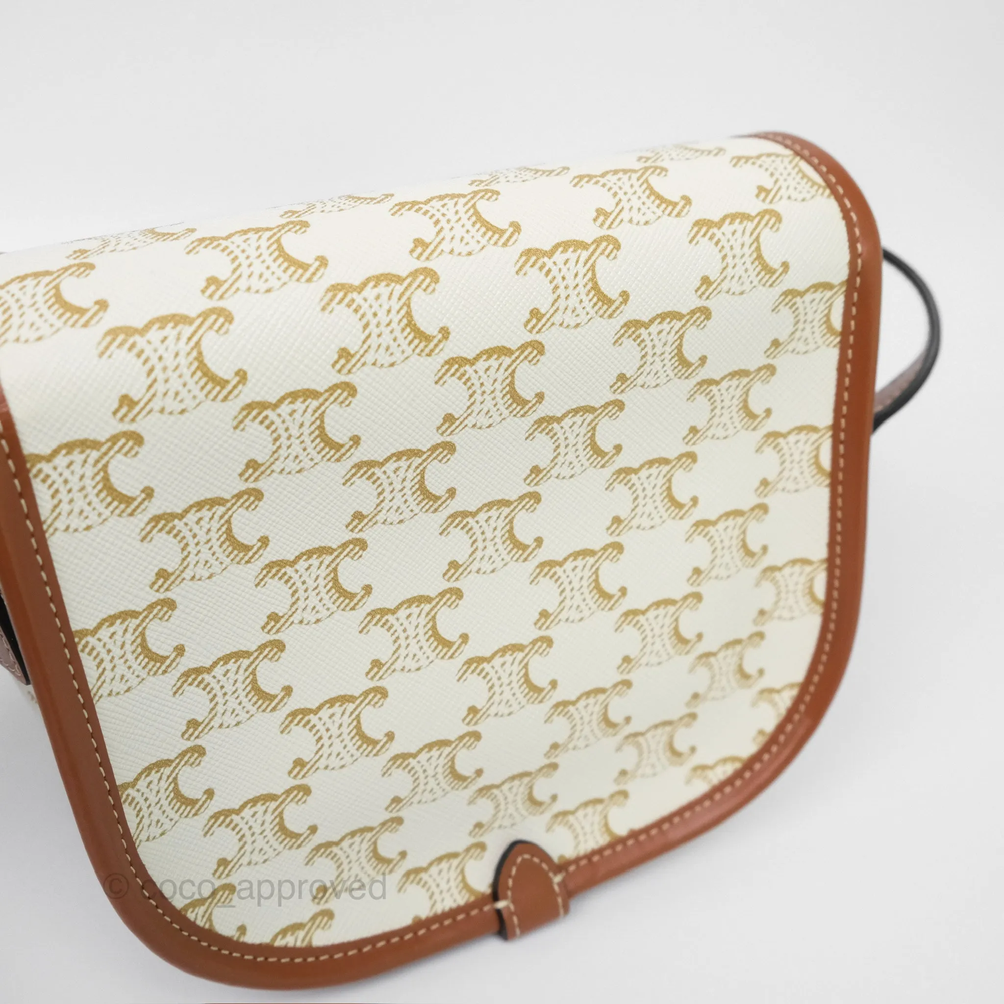 Celine Medium Folco Bag Triomphe Canvas White