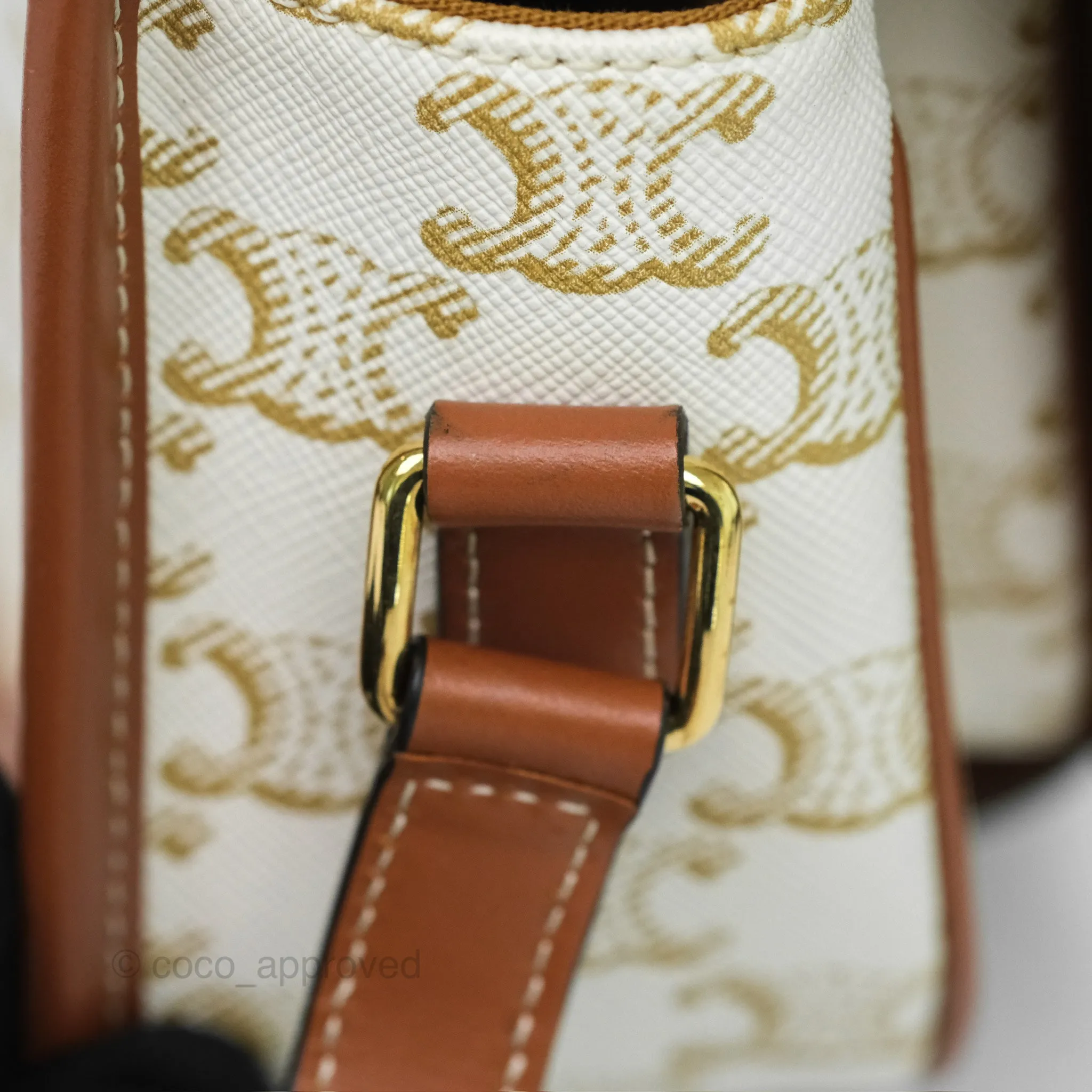 Celine Medium Folco Bag Triomphe Canvas White