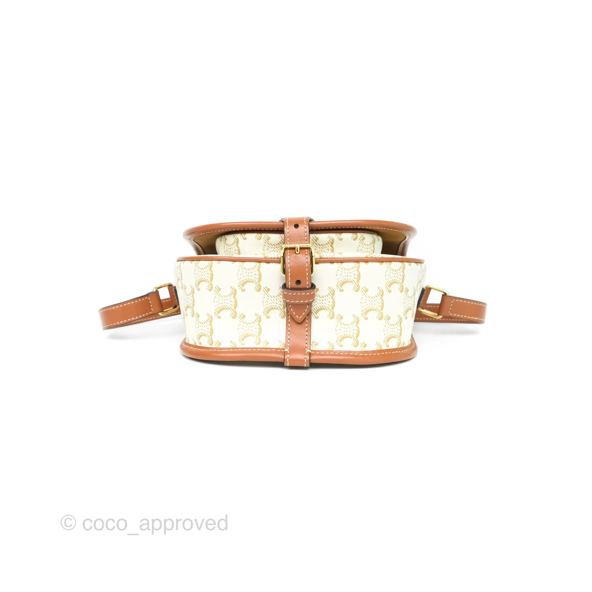 Celine Medium Folco Bag Triomphe Canvas White