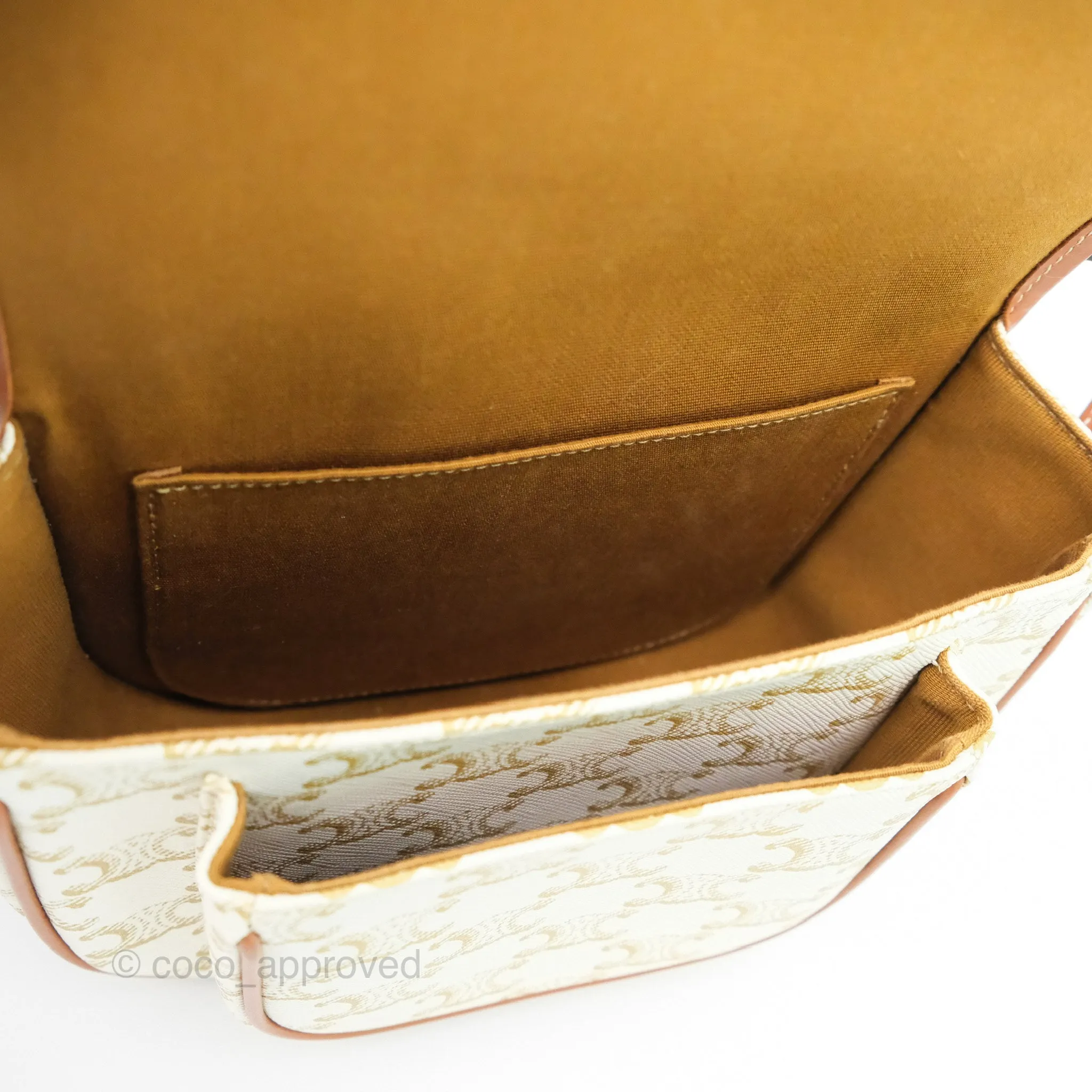 Celine Medium Folco Bag Triomphe Canvas White