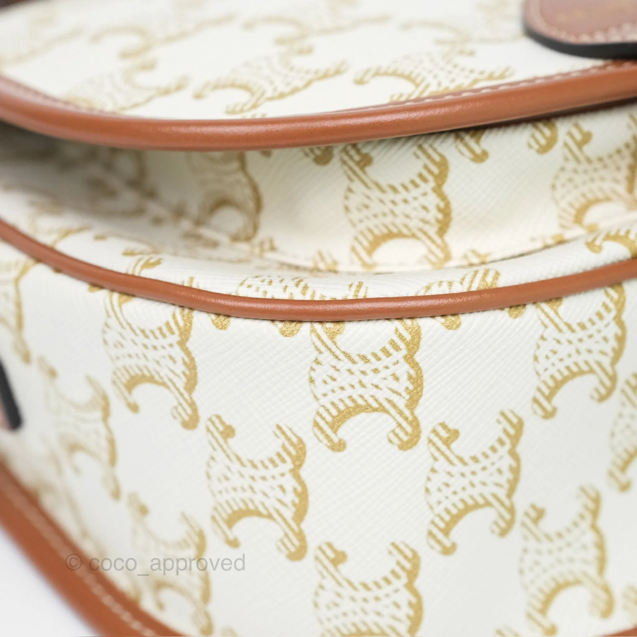 Celine Medium Folco Bag Triomphe Canvas White