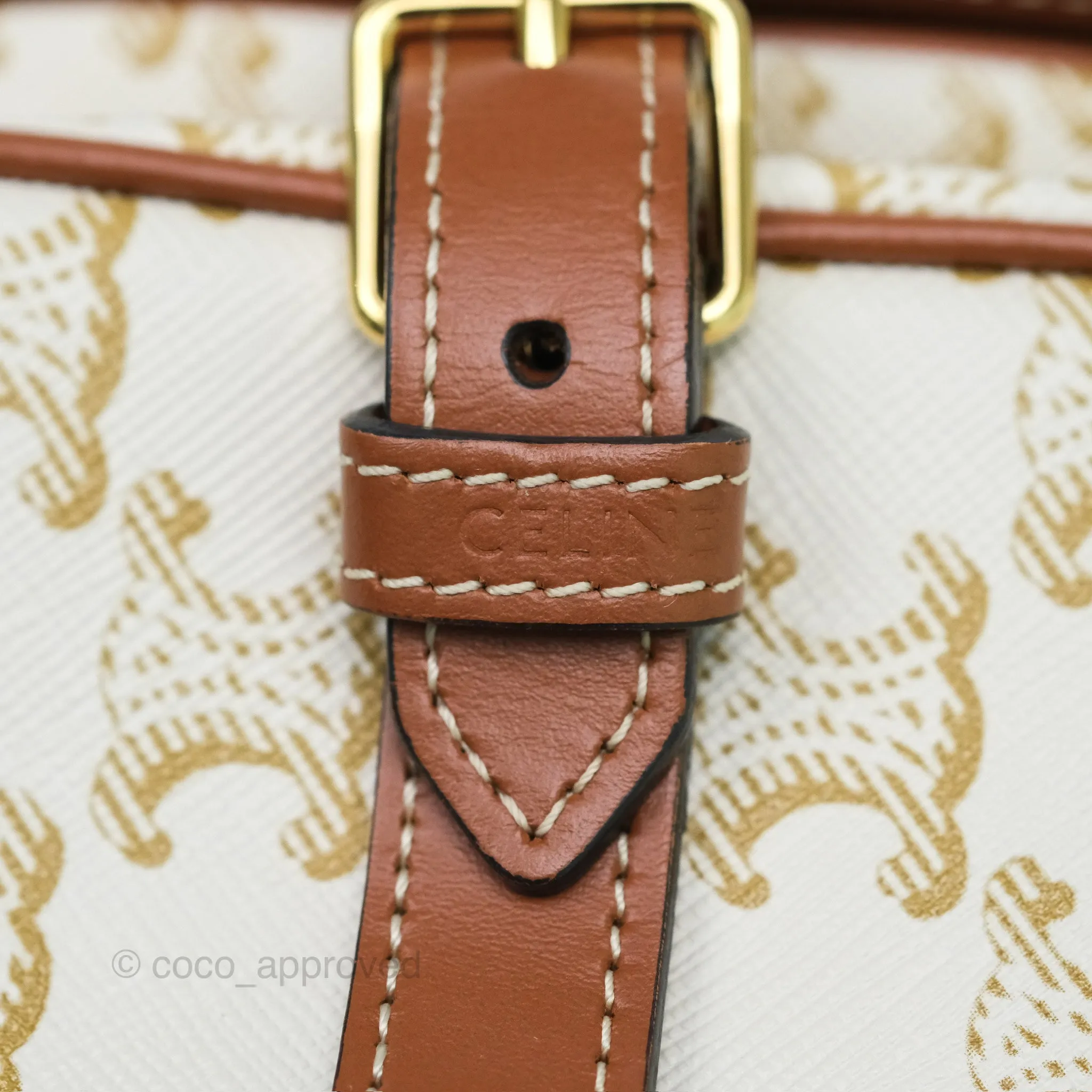 Celine Medium Folco Bag Triomphe Canvas White