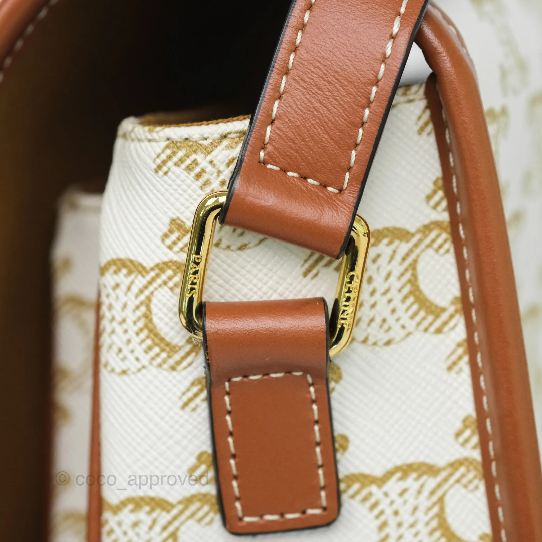 Celine Medium Folco Bag Triomphe Canvas White