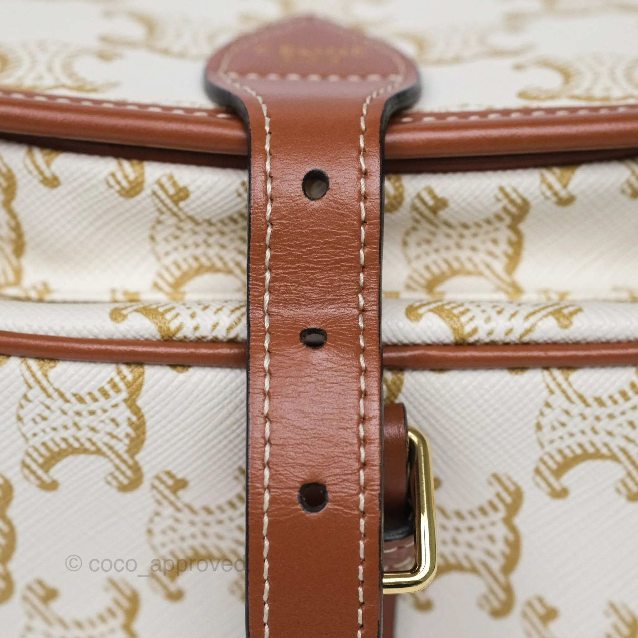 Celine Medium Folco Bag Triomphe Canvas White