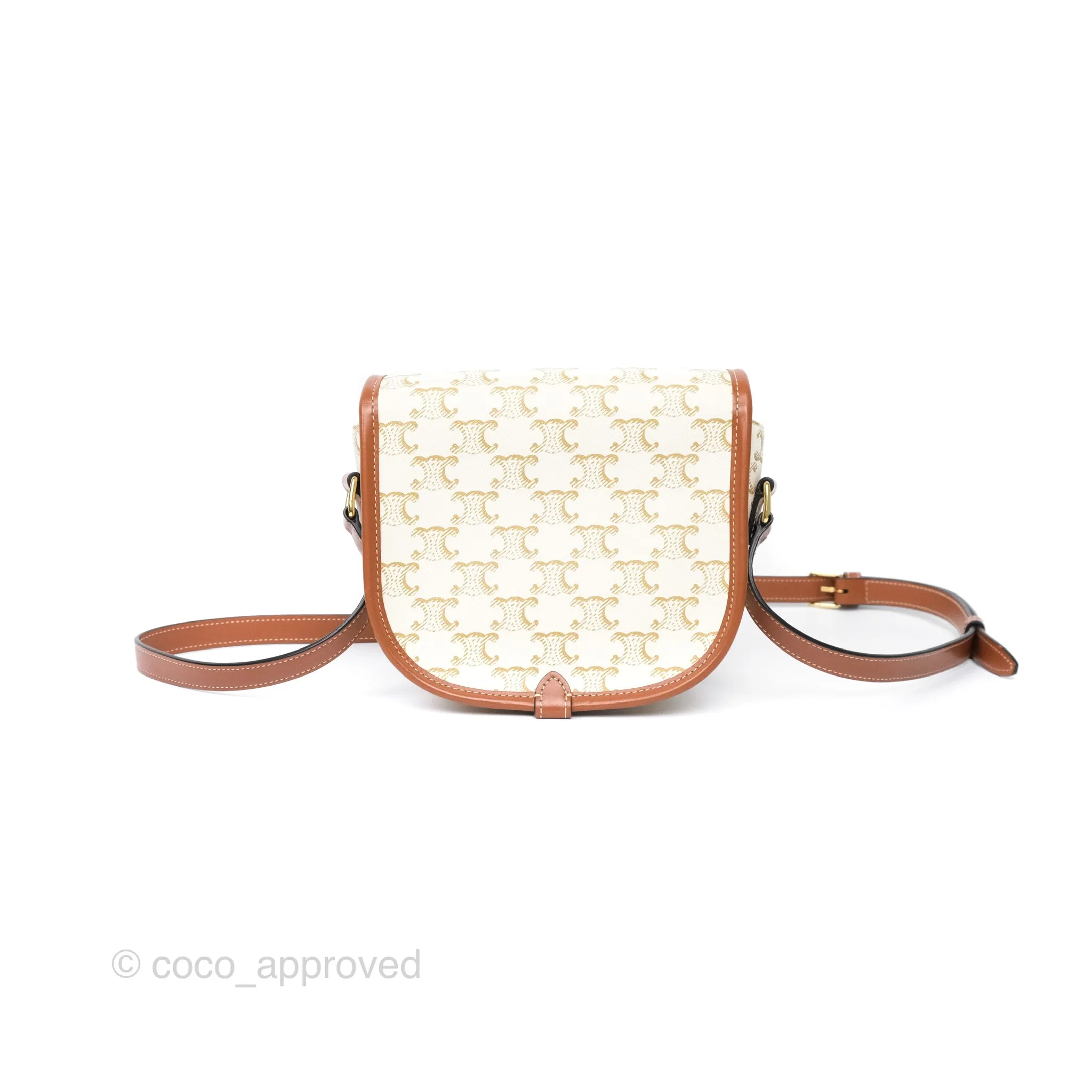 Celine Medium Folco Bag Triomphe Canvas White