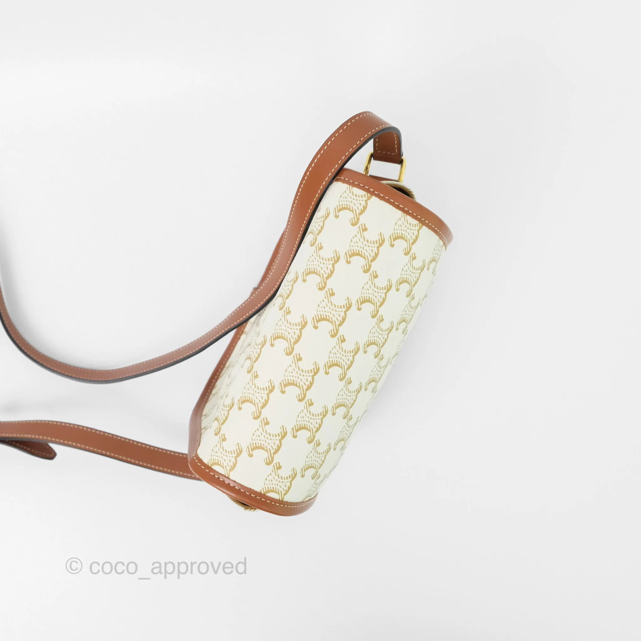 Celine Medium Folco Bag Triomphe Canvas White