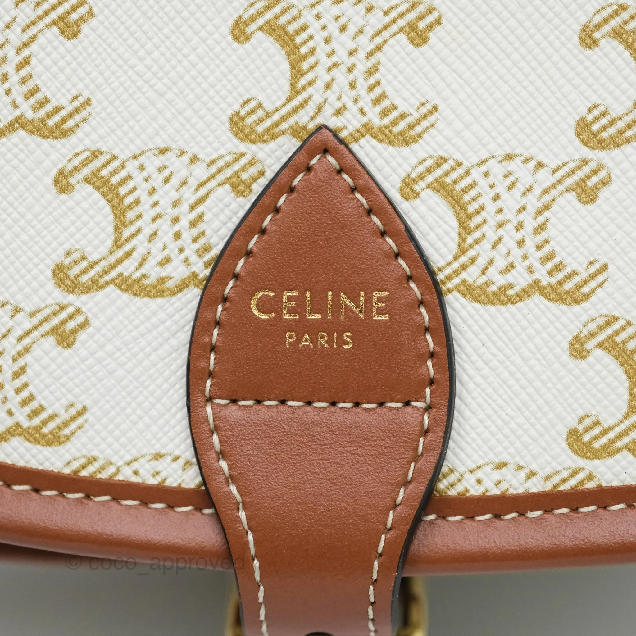 Celine Medium Folco Bag Triomphe Canvas White