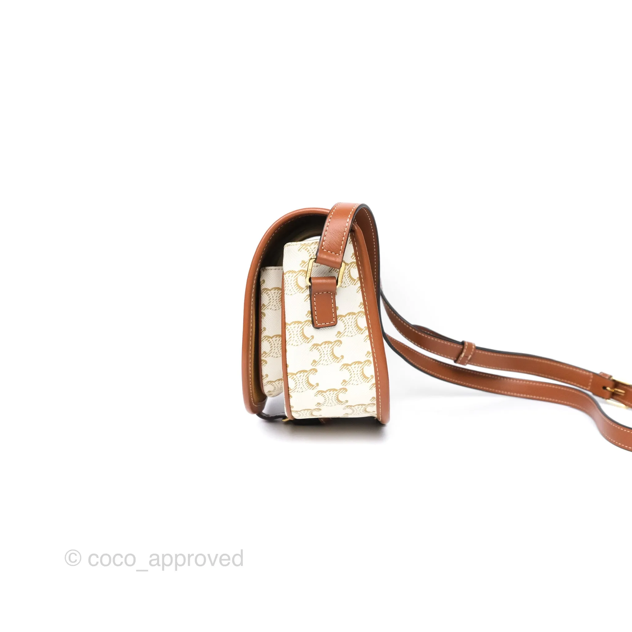 Celine Medium Folco Bag Triomphe Canvas White