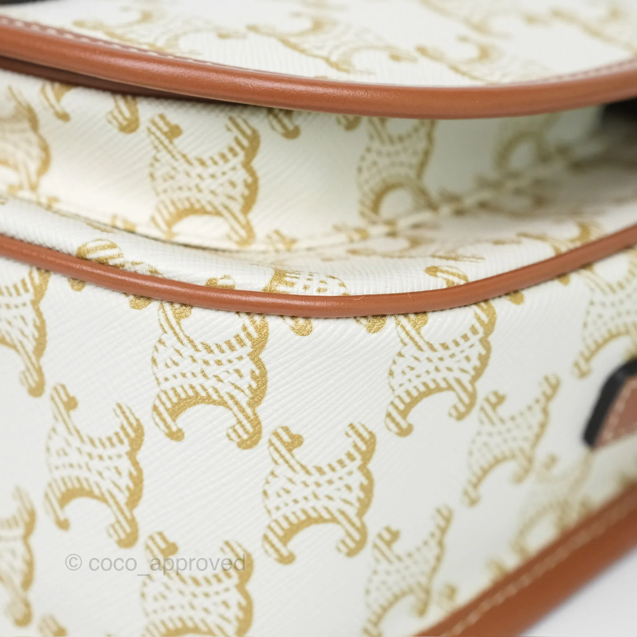 Celine Medium Folco Bag Triomphe Canvas White