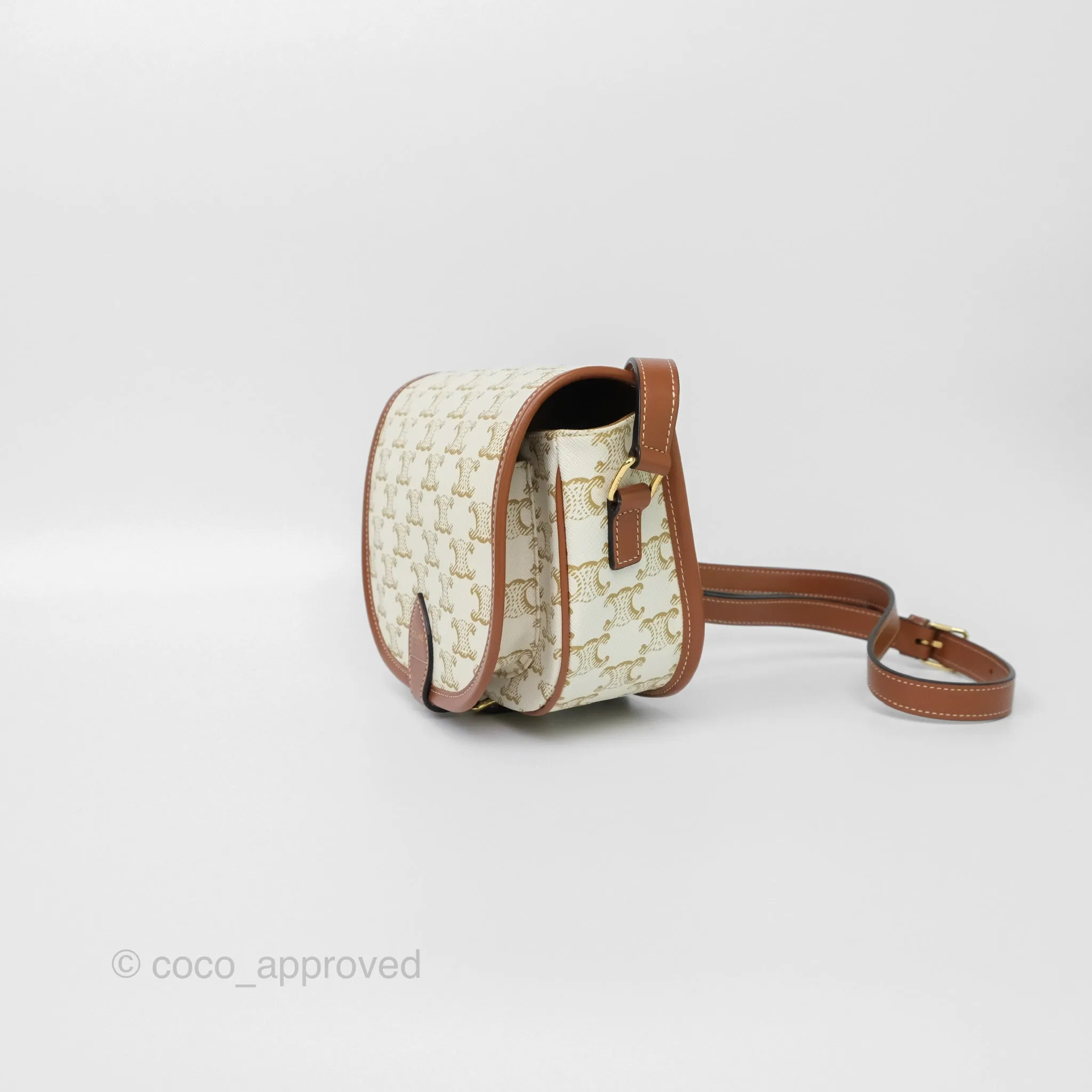 Celine Medium Folco Bag Triomphe Canvas White