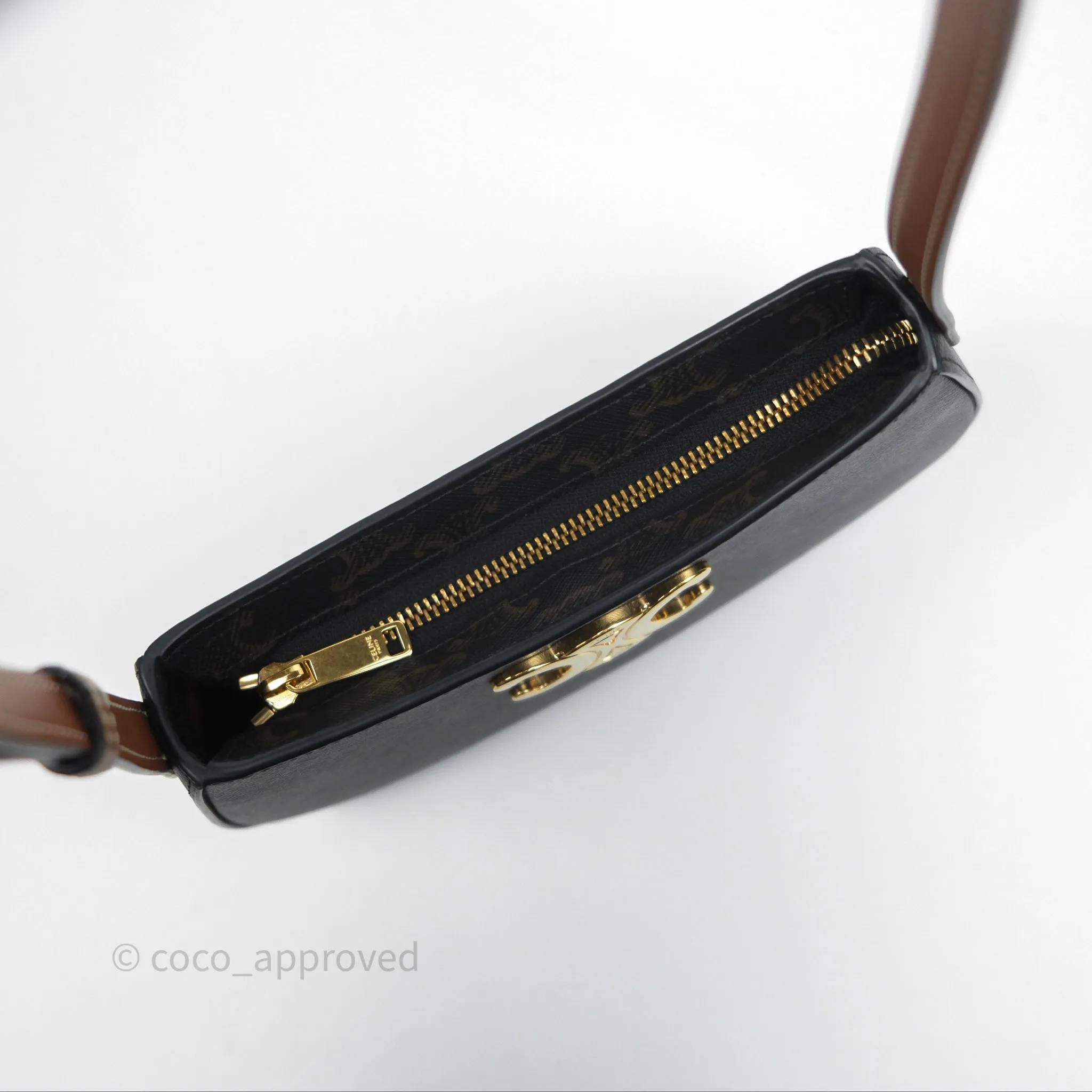 Celine Medium Tilly Bag In Triomphe Canvas and Calfskin Tan