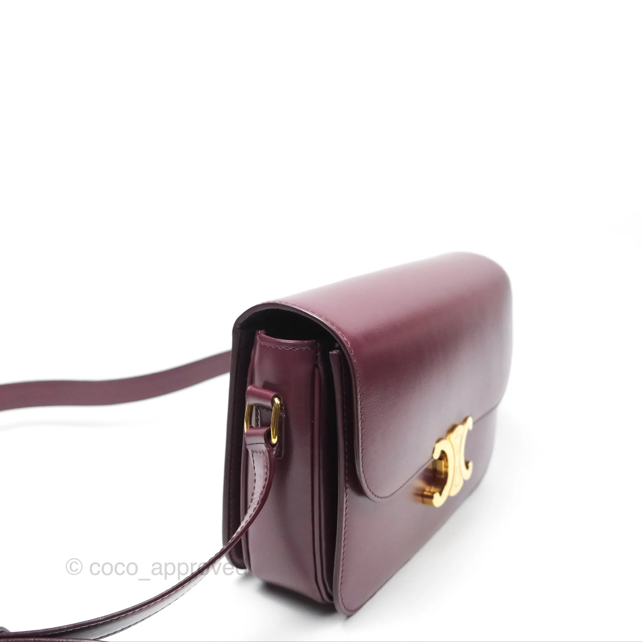 Celine Medium Triomphe Acai Burgundy Shiny Calfskin