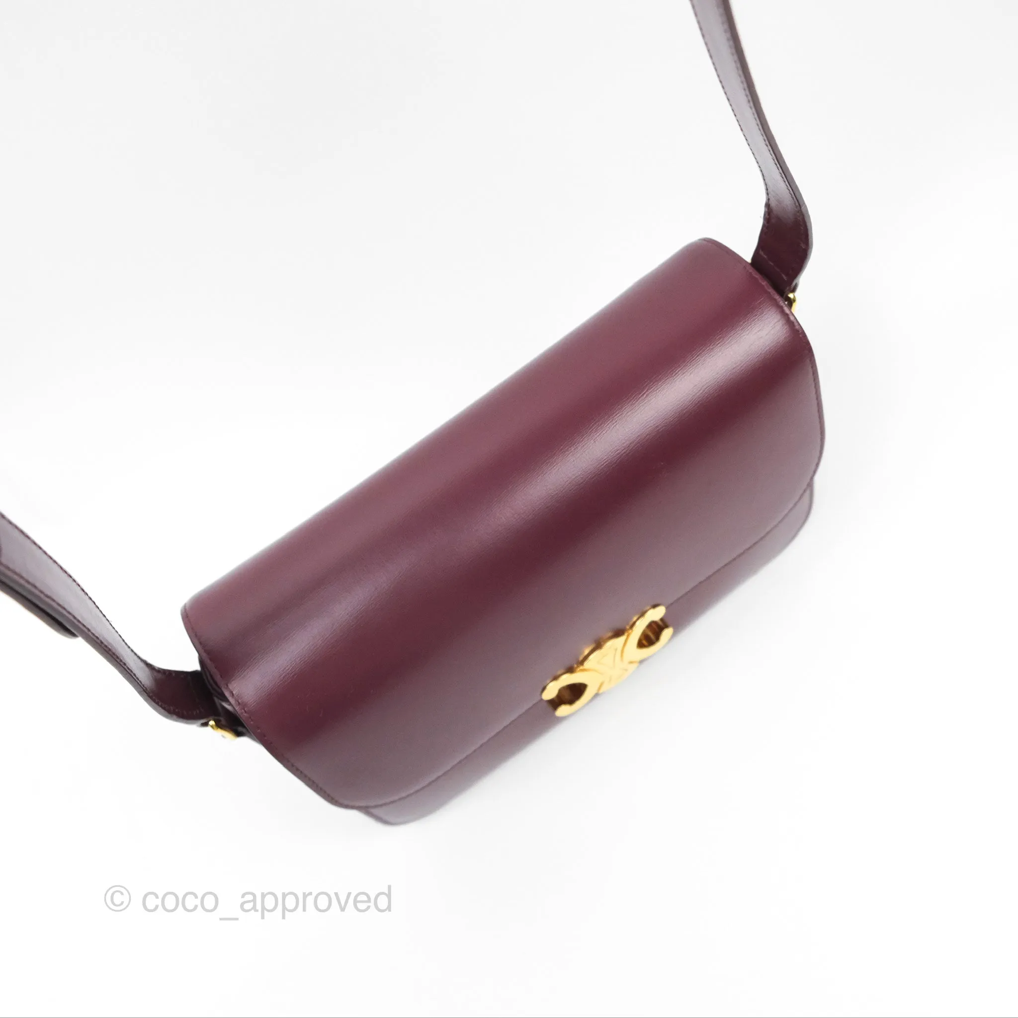 Celine Medium Triomphe Acai Burgundy Shiny Calfskin